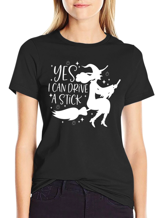 Witch Stick Graphic Tee - Halloween Fun
