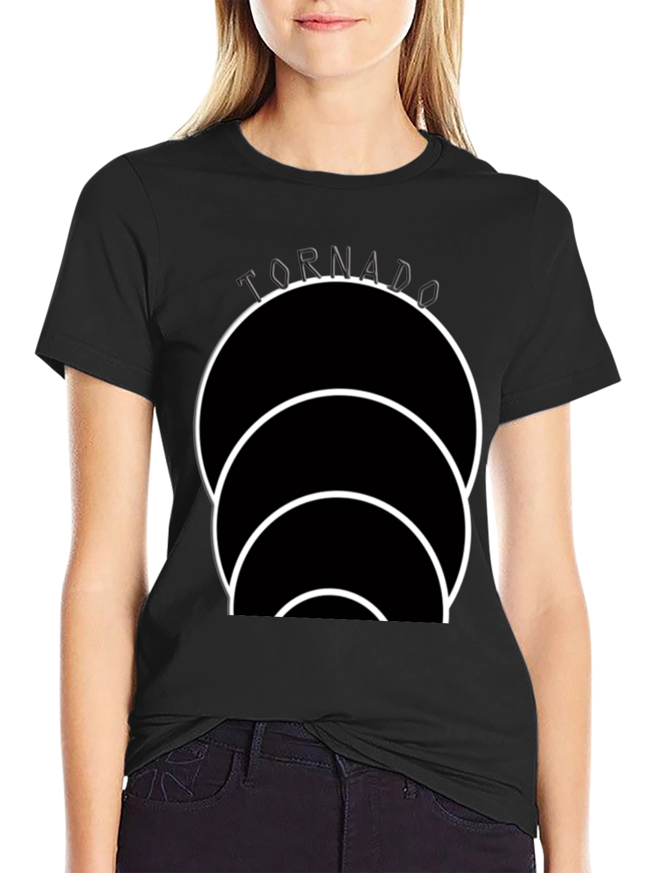 Tornado Circle Graphic Black T-Shirt