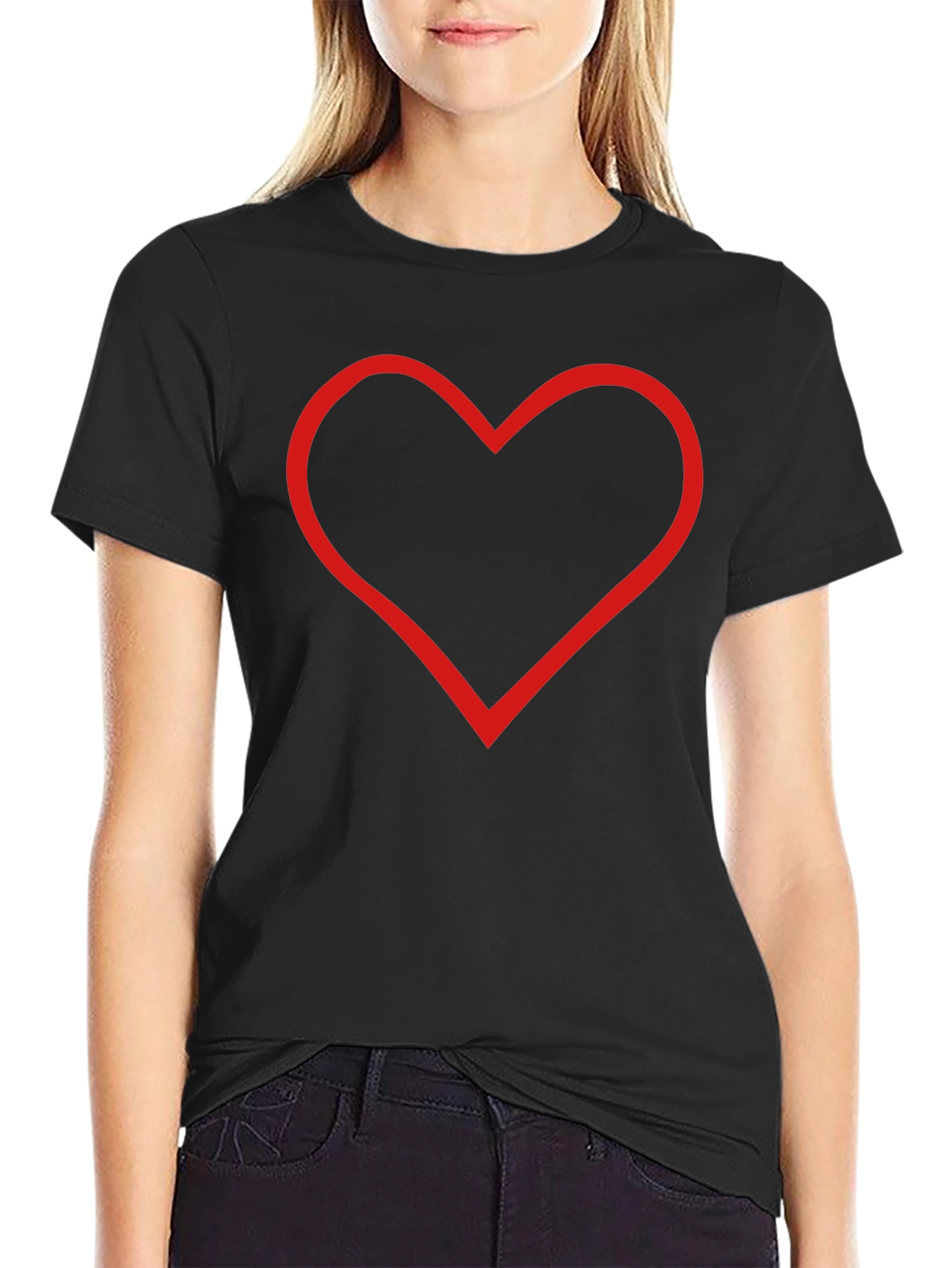 Heart Outline Black T-Shirt