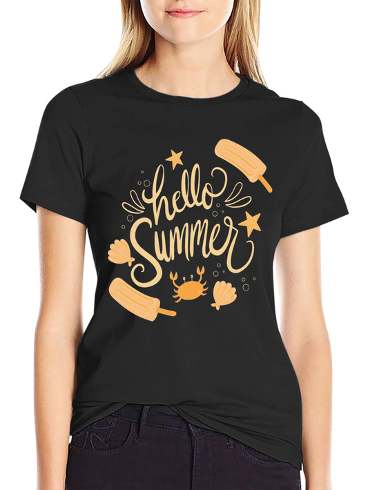 Hello Summer Graphic Tee - Black Casual T-Shirt