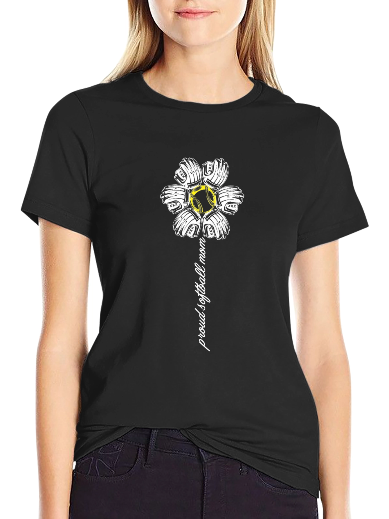 Proud Softball Mom T-Shirt Black