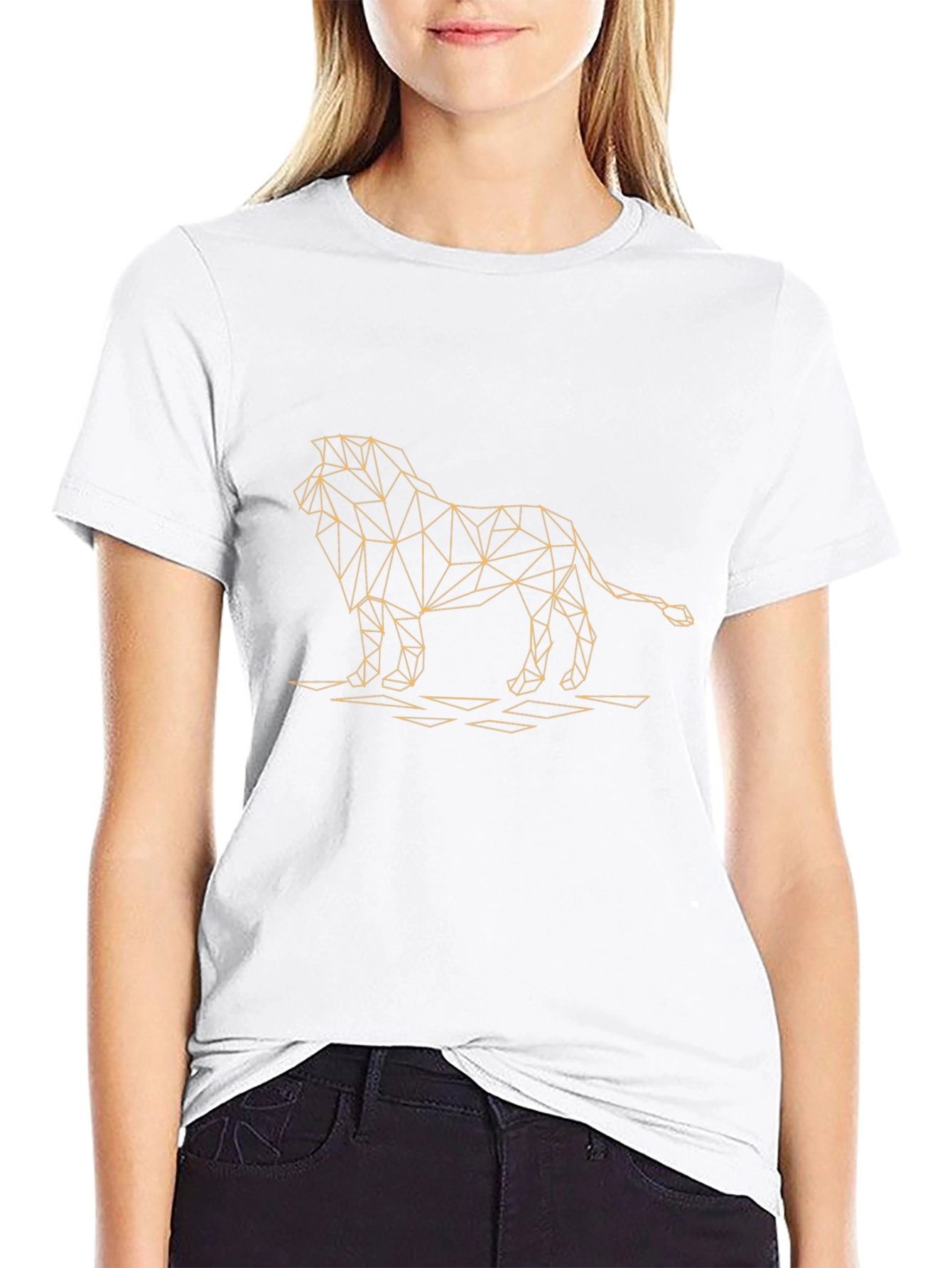 Geometric Lion Graphic Tee - Modern Style