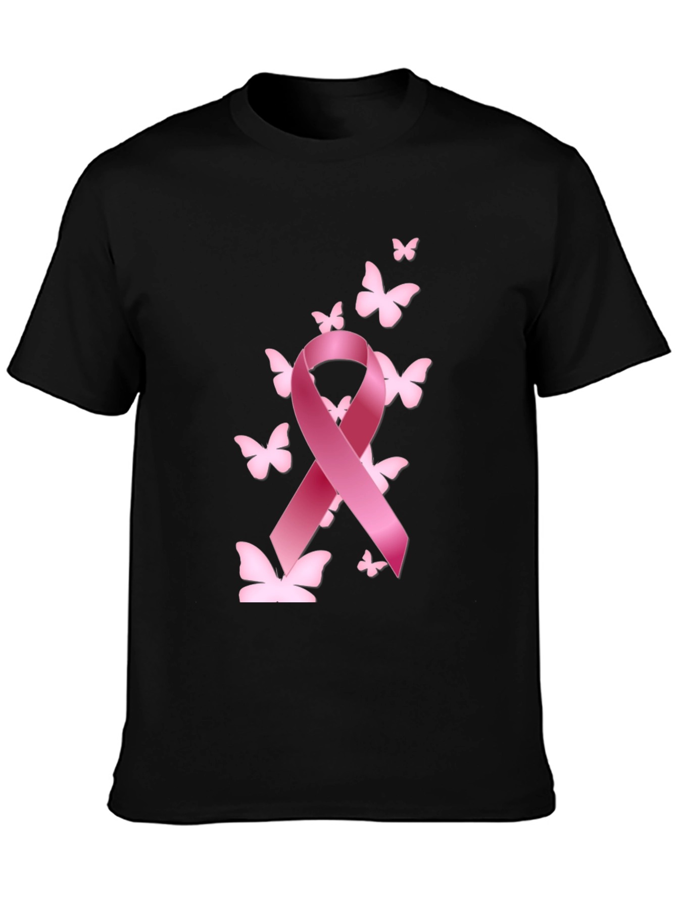 Breast Cancer Awareness T-Shirt Pink Ribbon Butterfly Graphic Tee