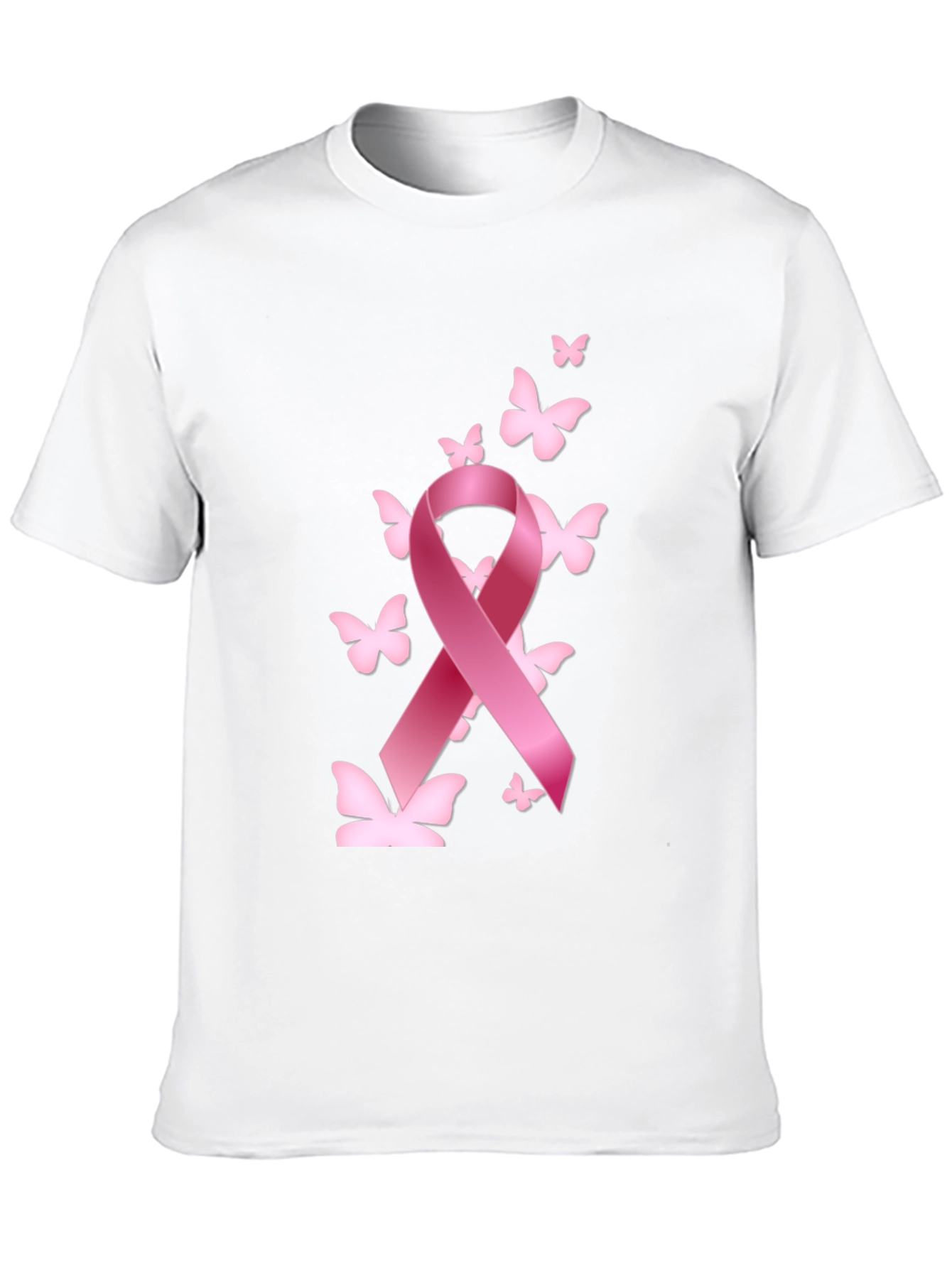 Breast Cancer Awareness T-Shirt Pink Ribbon Butterfly Graphic Tee