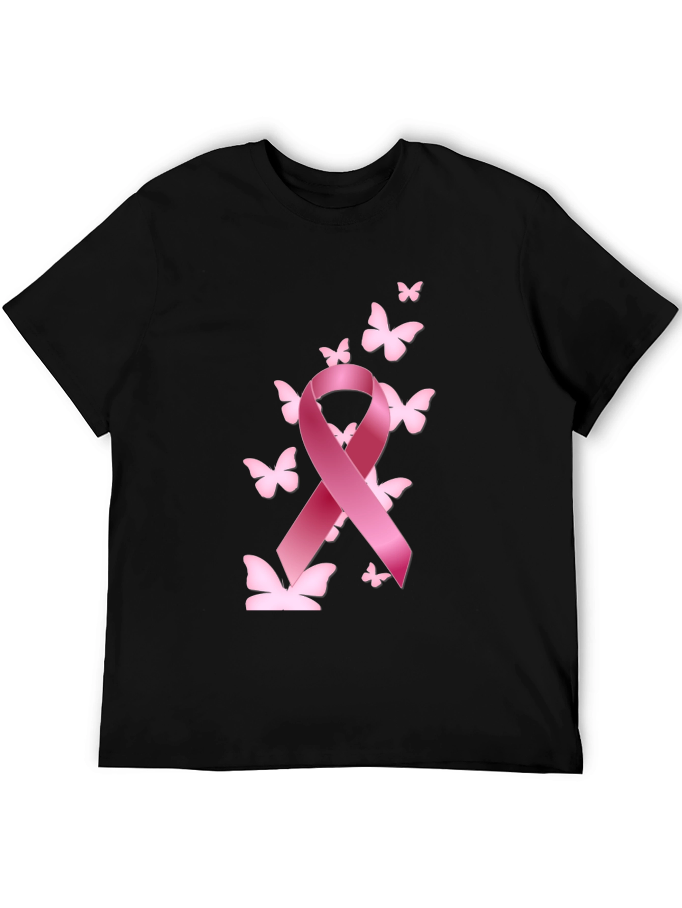 Breast Cancer Awareness T-Shirt Pink Ribbon Butterfly Graphic Tee