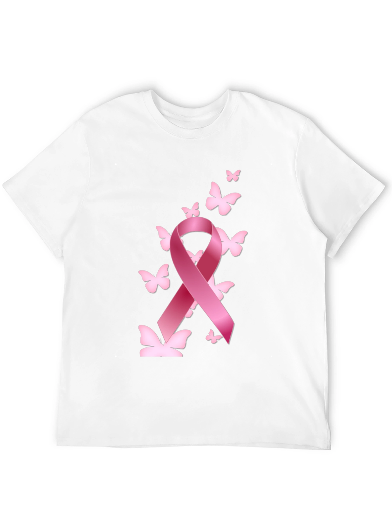 Breast Cancer Awareness T-Shirt Pink Ribbon Butterfly Graphic Tee