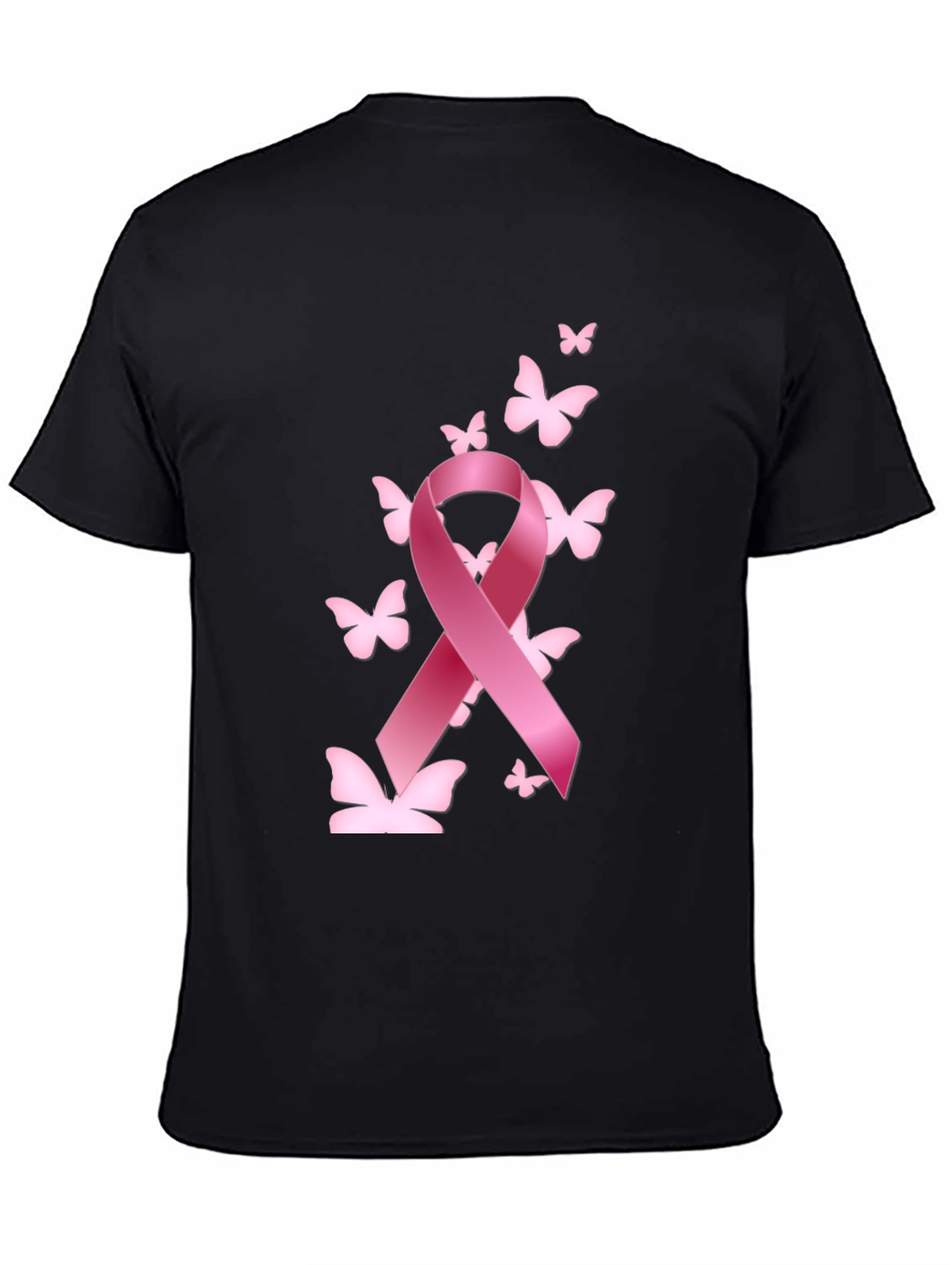 Breast Cancer Awareness T-Shirt Pink Ribbon Butterfly Graphic Tee
