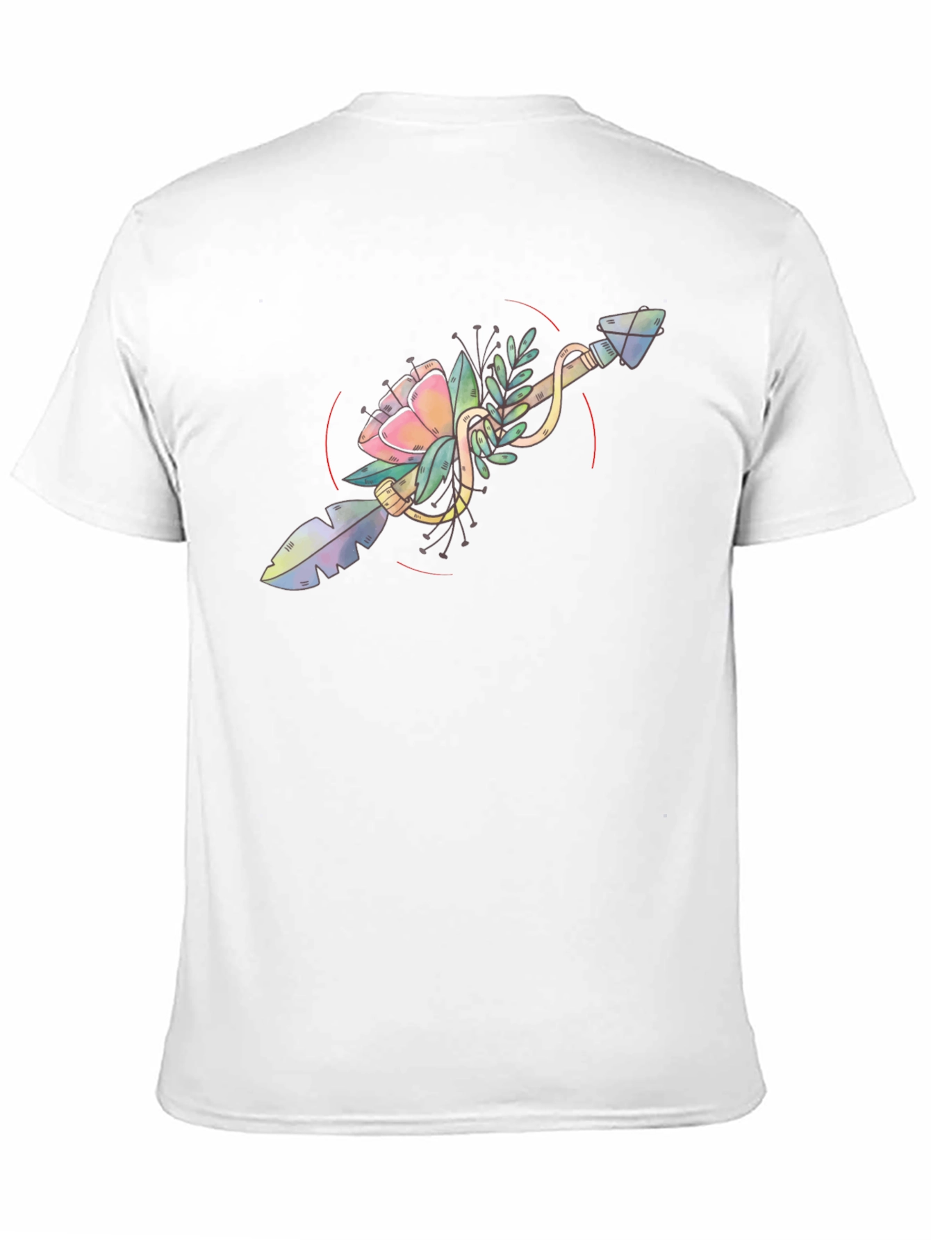 Floral Arrow Graphic Tee - Unique Artistic Design