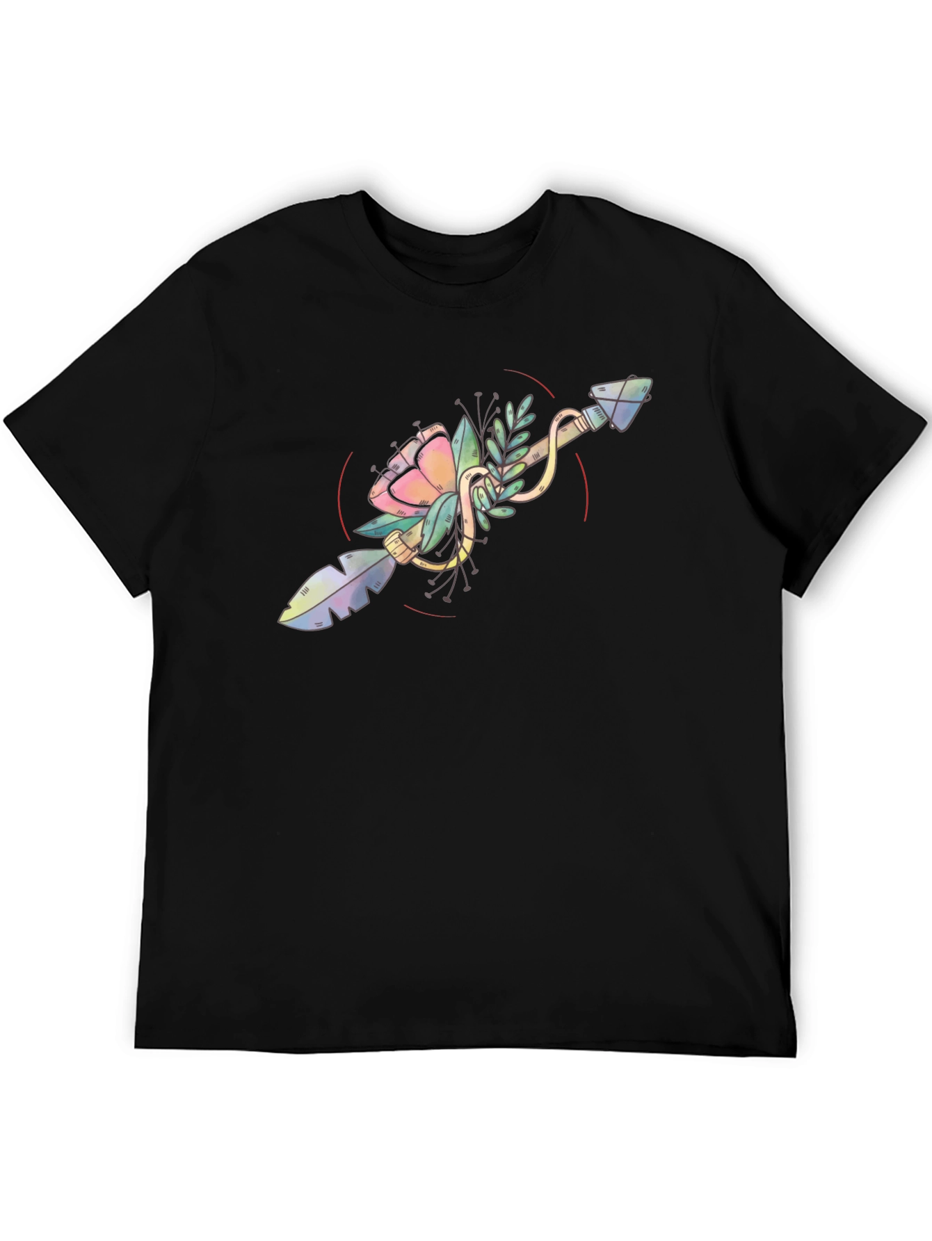 Floral Arrow Graphic Tee - Unique Artistic Design