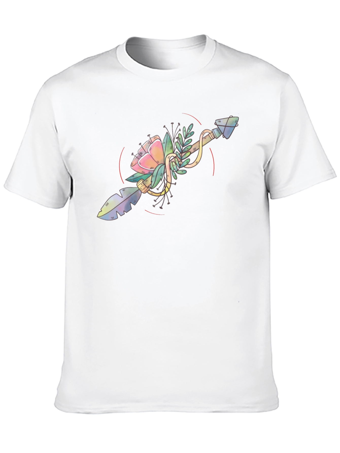 Floral Arrow Graphic Tee - Unique Artistic Design