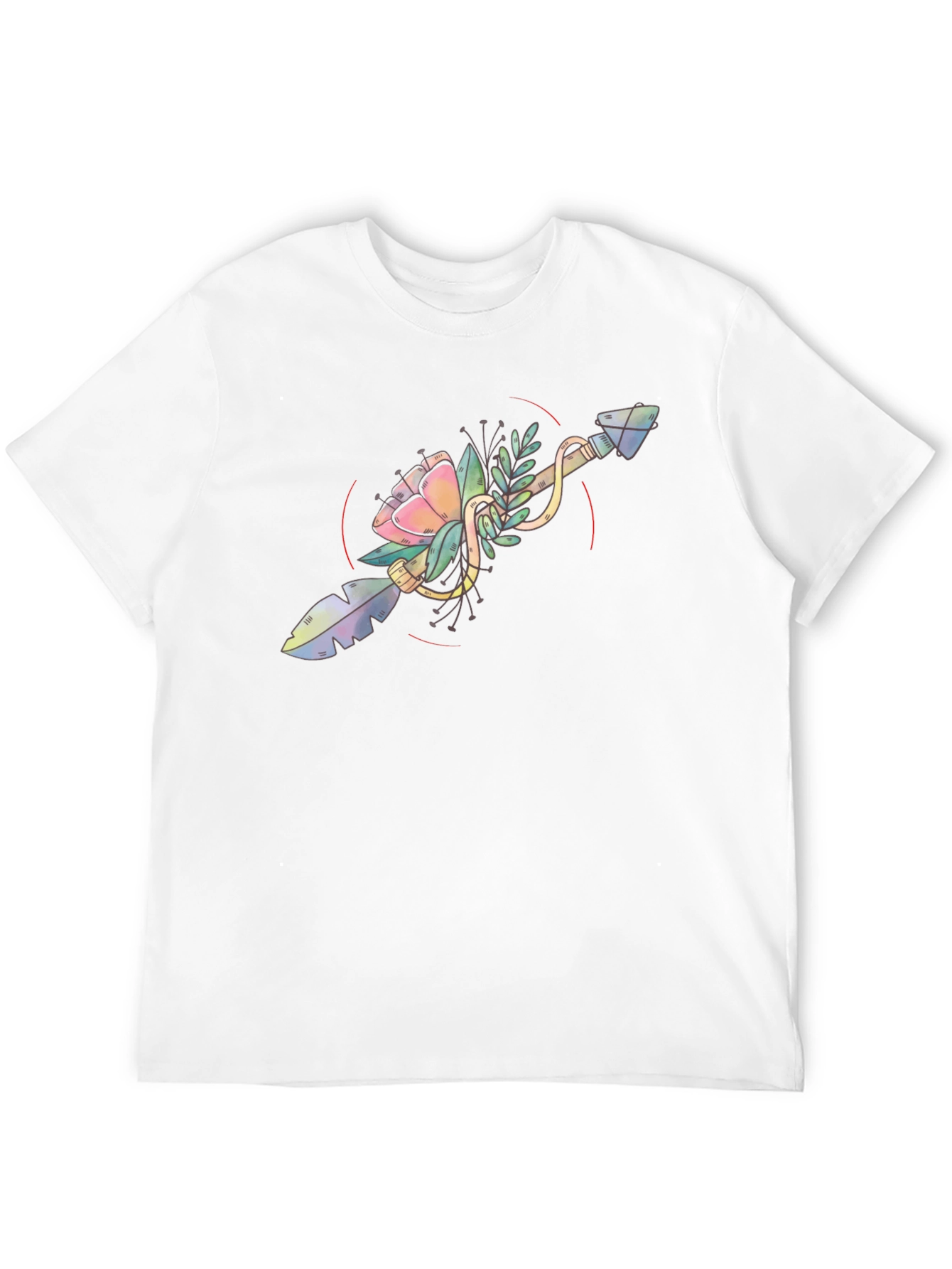 Floral Arrow Graphic Tee - Unique Artistic Design