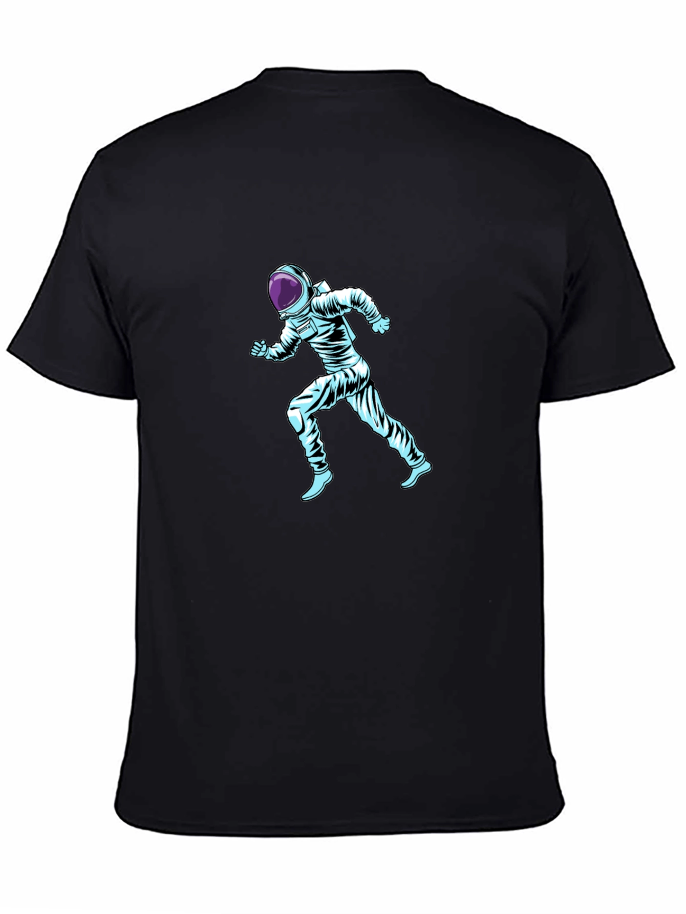 Running Astronaut Graphic Print Black T-Shirt