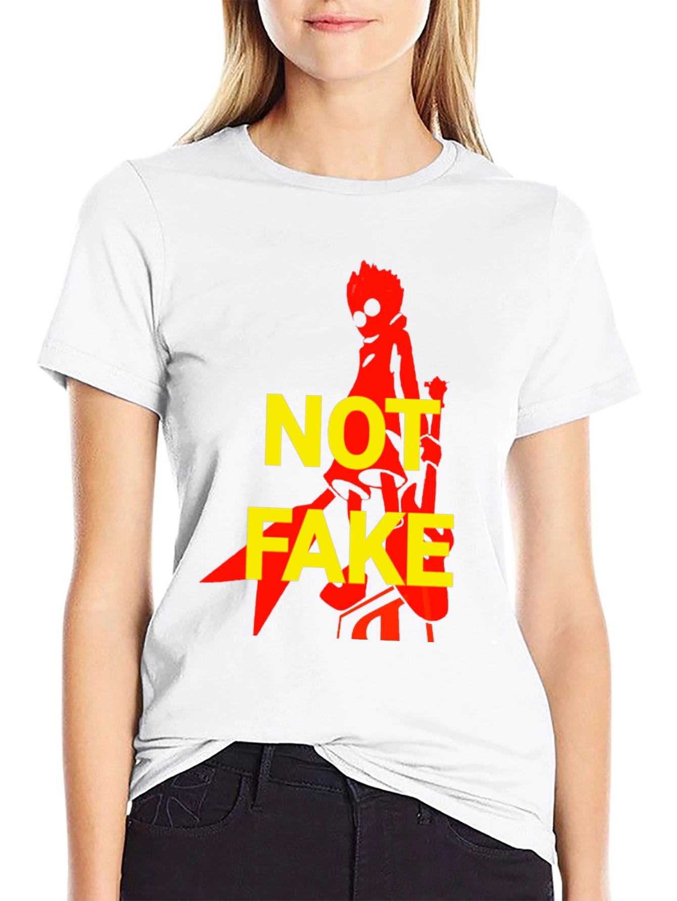Not Fake T-Shirt - Graphic Print Black Tee