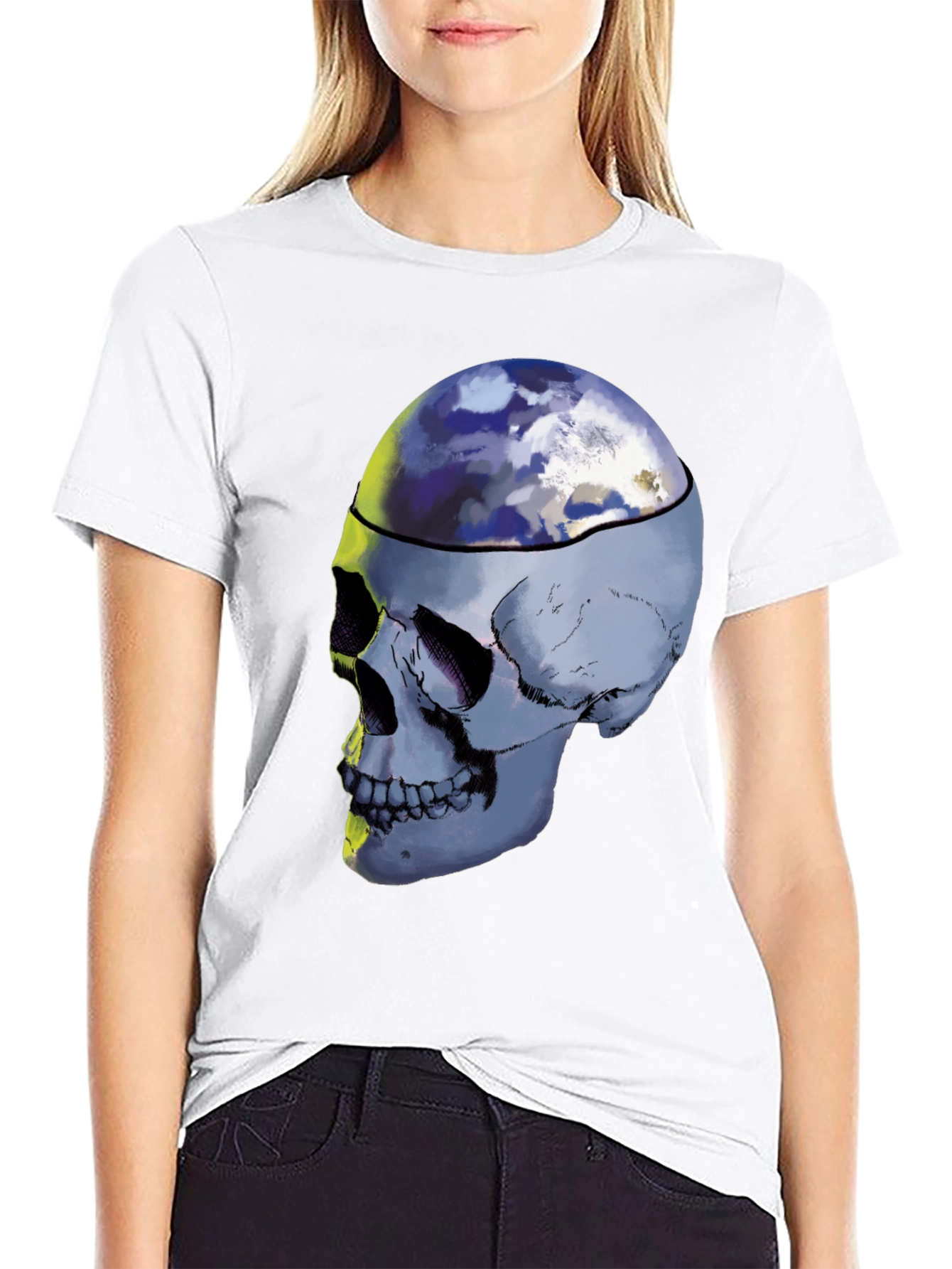 Skull Earth Graphic Tee - Unique Design