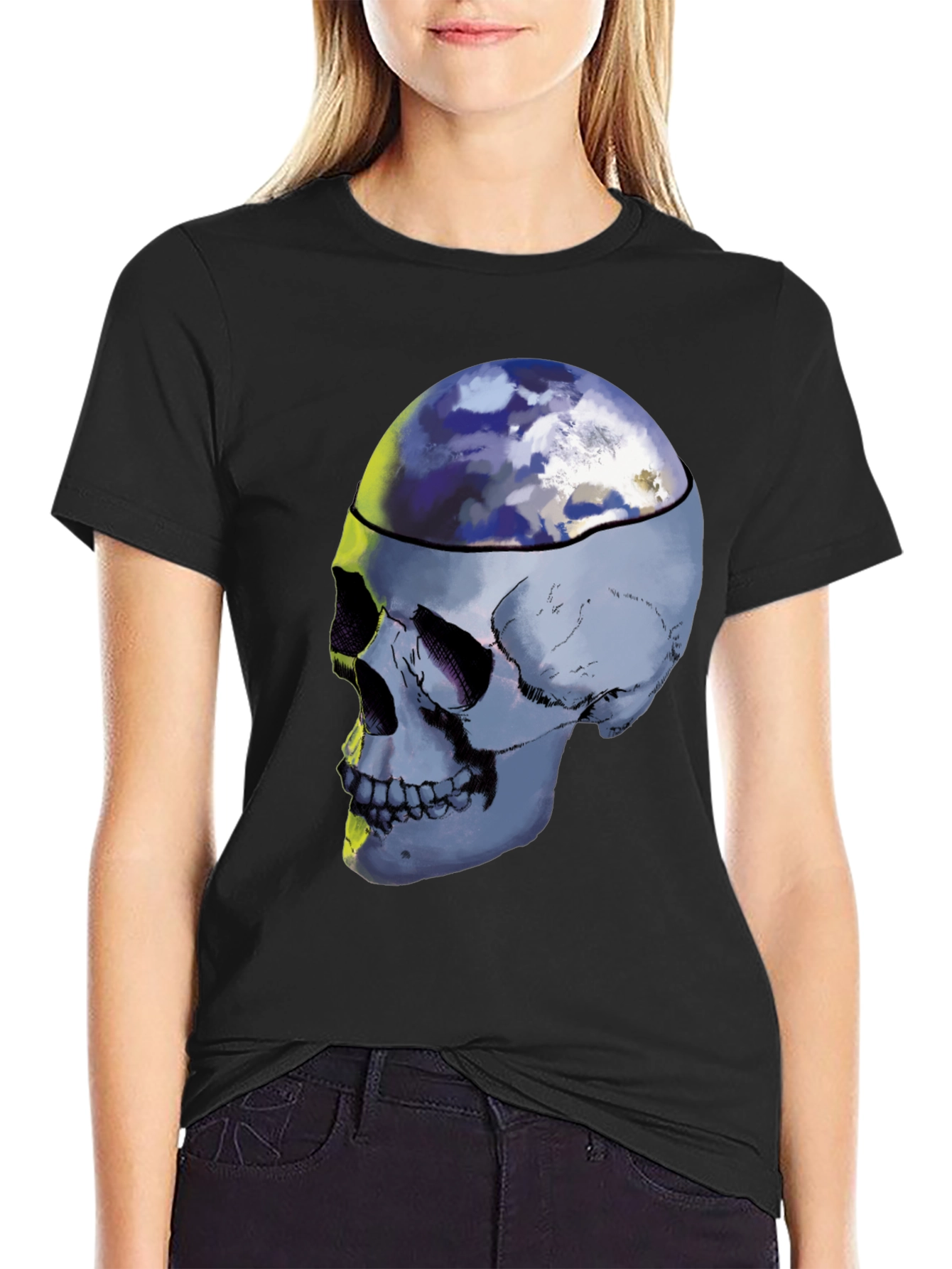 Skull Earth Graphic Tee - Unique Design