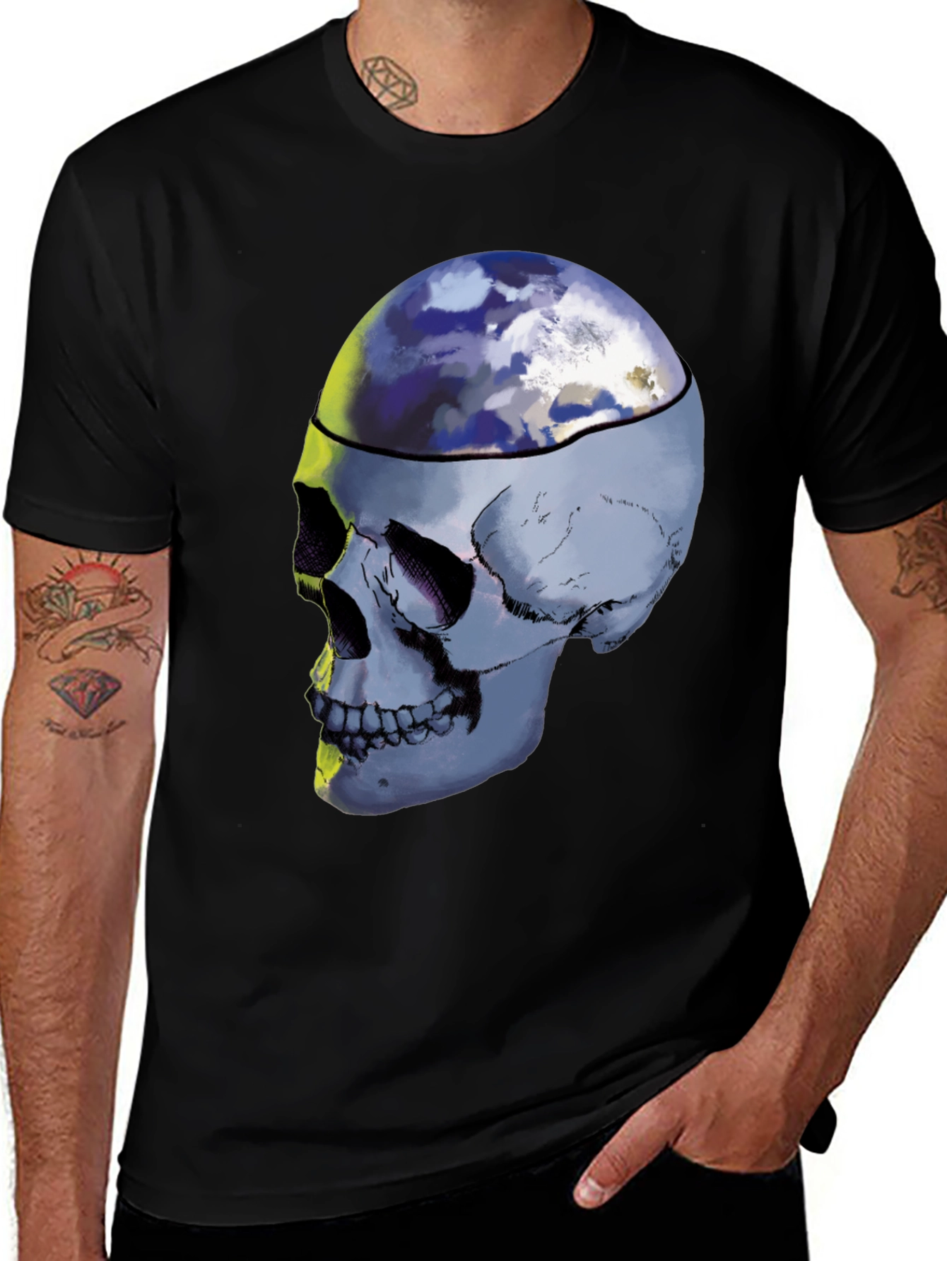 Skull Earth Graphic Tee - Unique Design