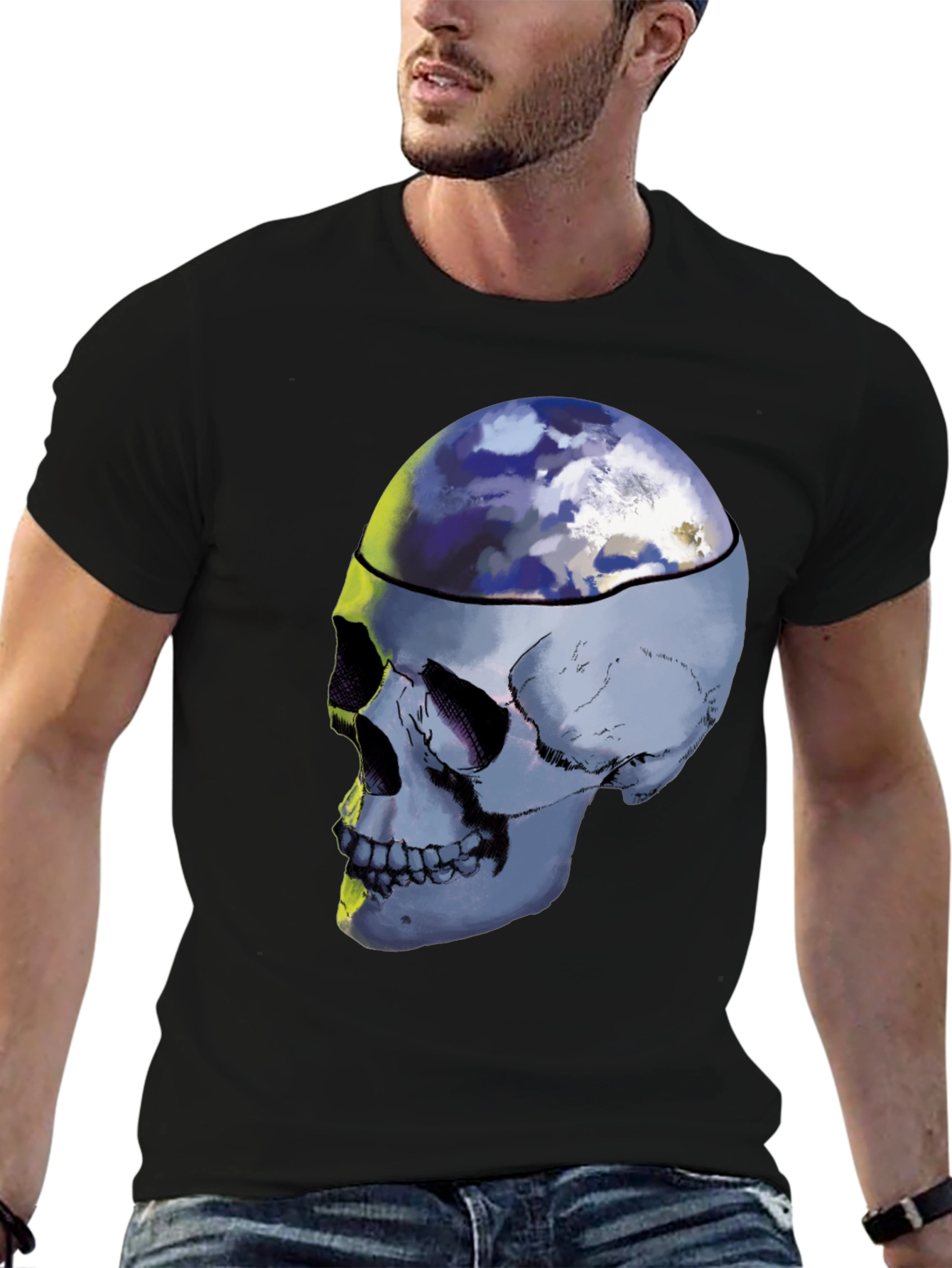 Skull Earth Graphic Tee - Unique Design
