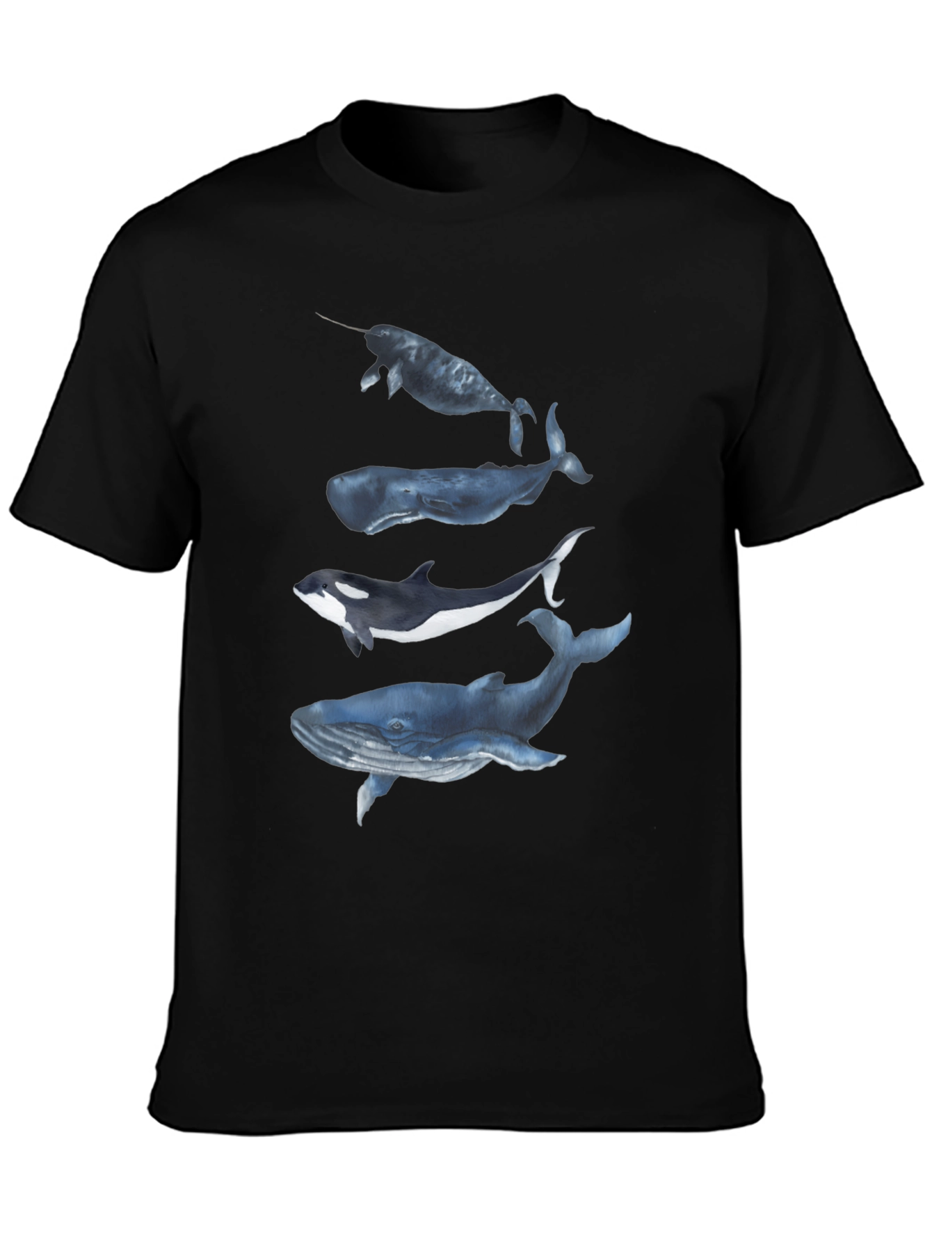 Whale Graphic Tee - Black Cotton T-Shirt