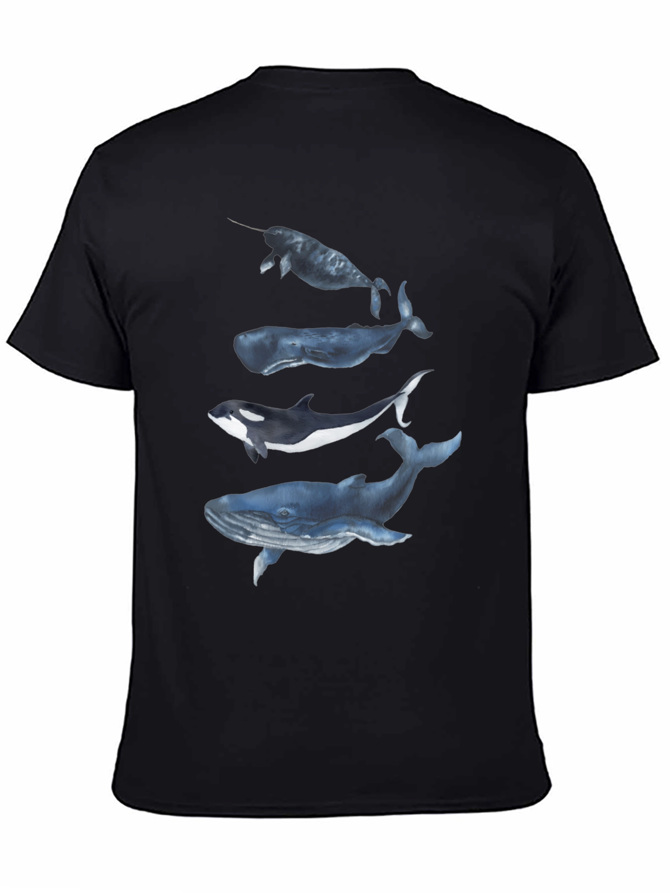 Whale Graphic Tee - Black Cotton T-Shirt