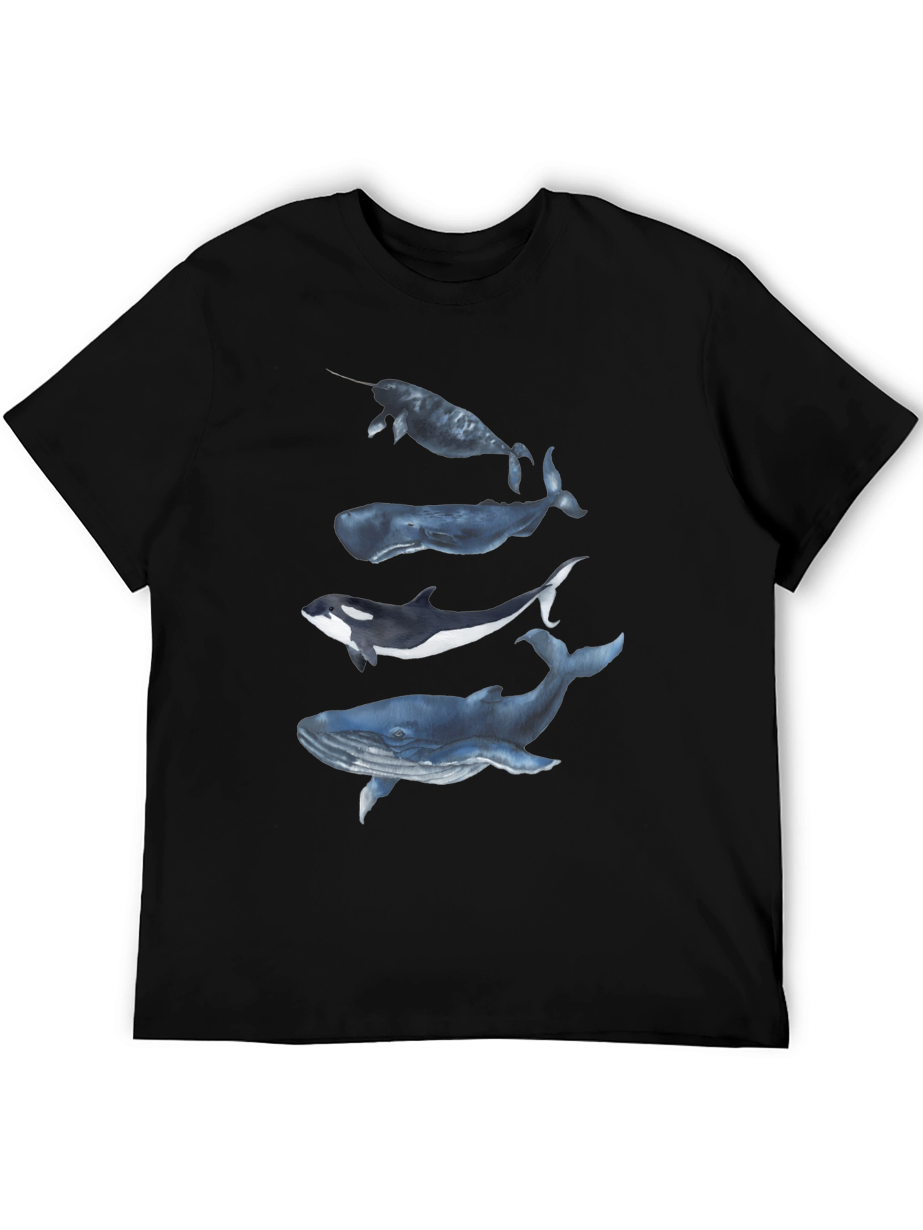 Whale Graphic Tee - Black Cotton T-Shirt