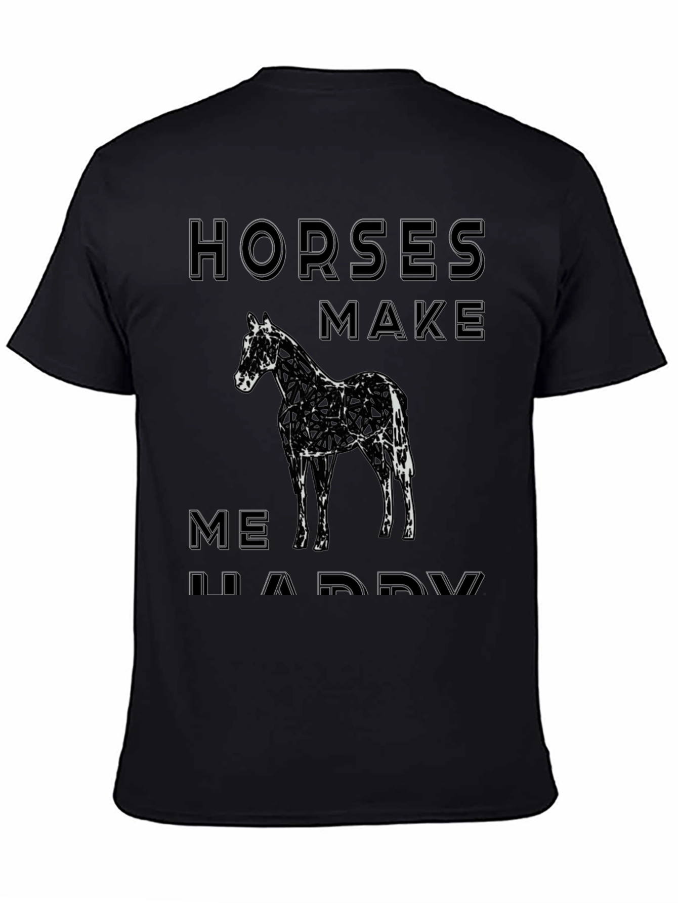 Horses Make Me Happy Graphic Tee - Black