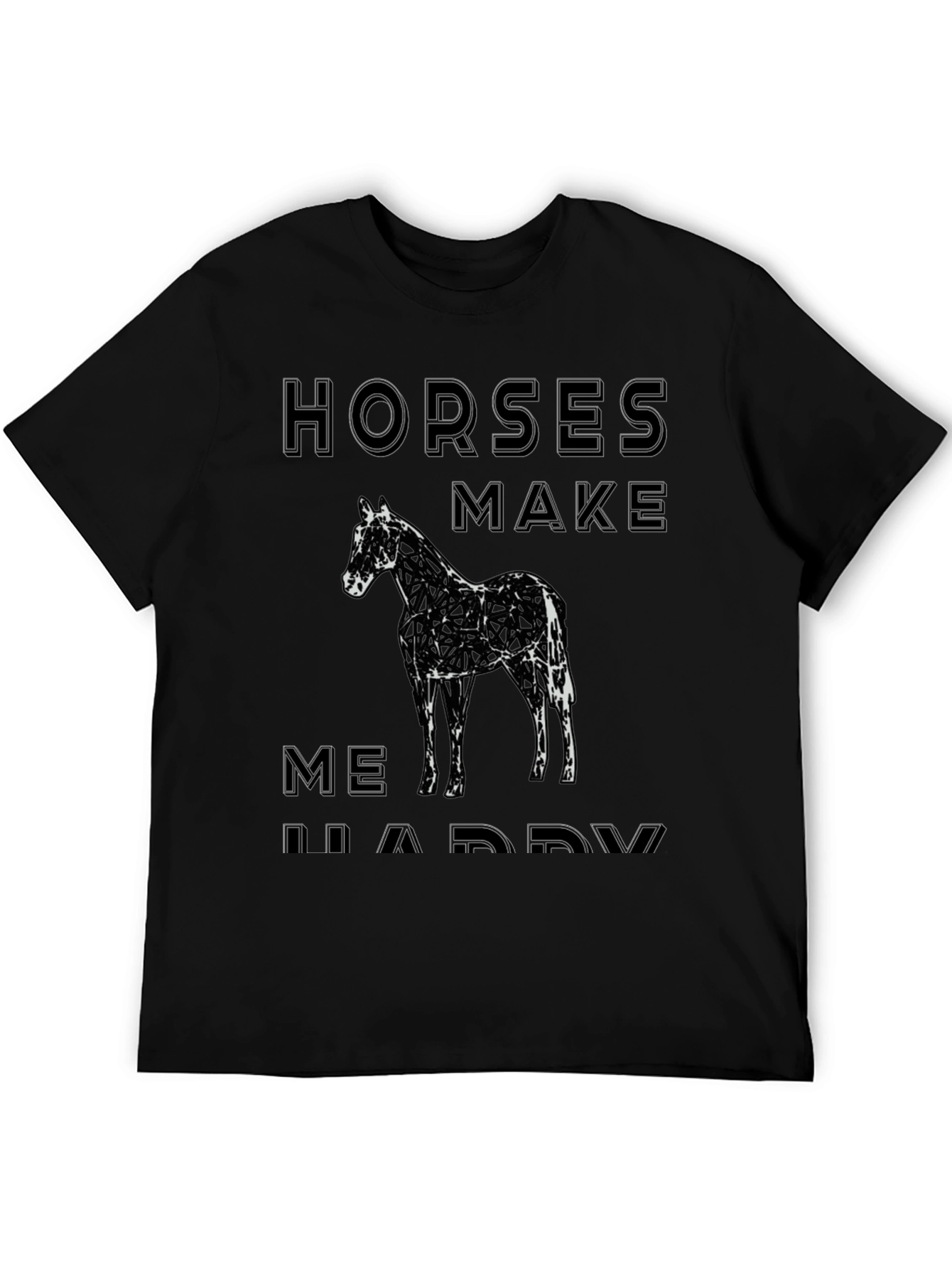 Horses Make Me Happy Graphic Tee - Black