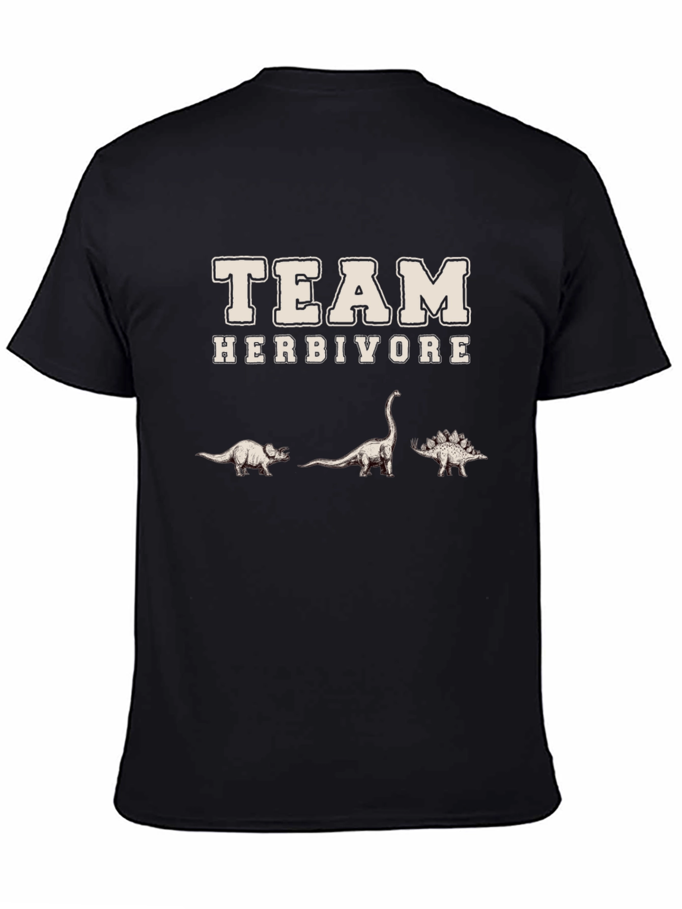 Team Herbivore Dinosaur Graphic Black T-Shirt