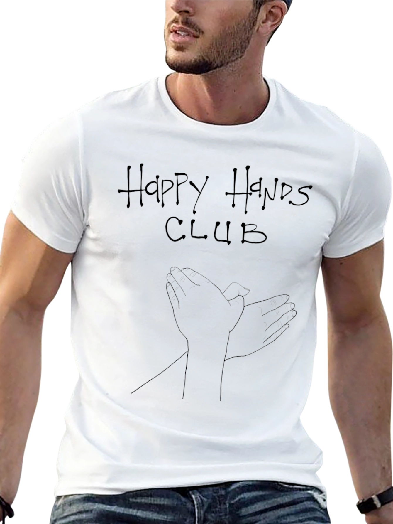 Happy Hands Club Graphic Tee - Black Cotton T-Shirt