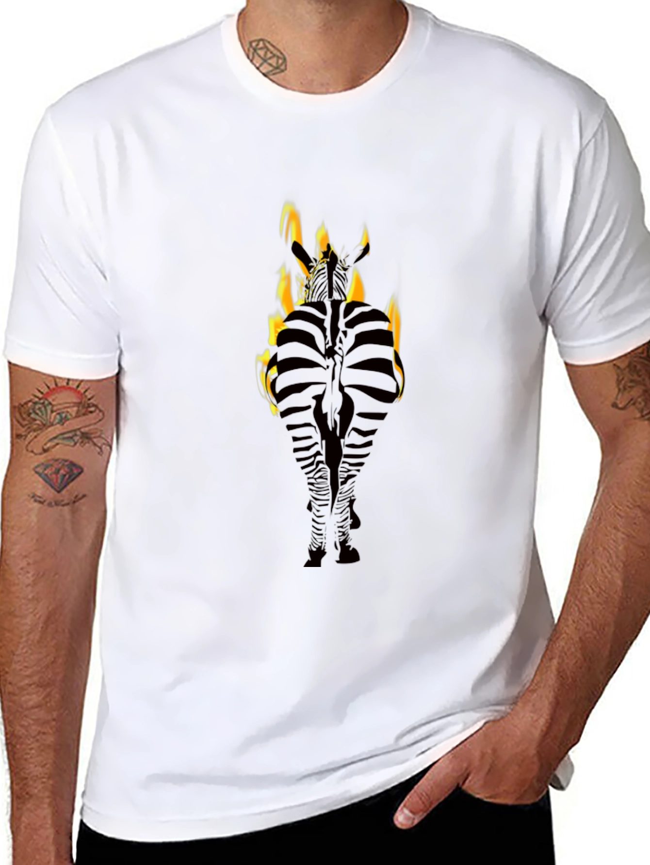 Flaming Zebra Black T-Shirt