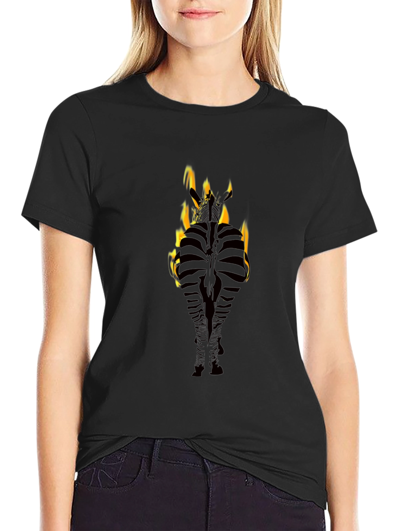 Flaming Zebra Black T-Shirt