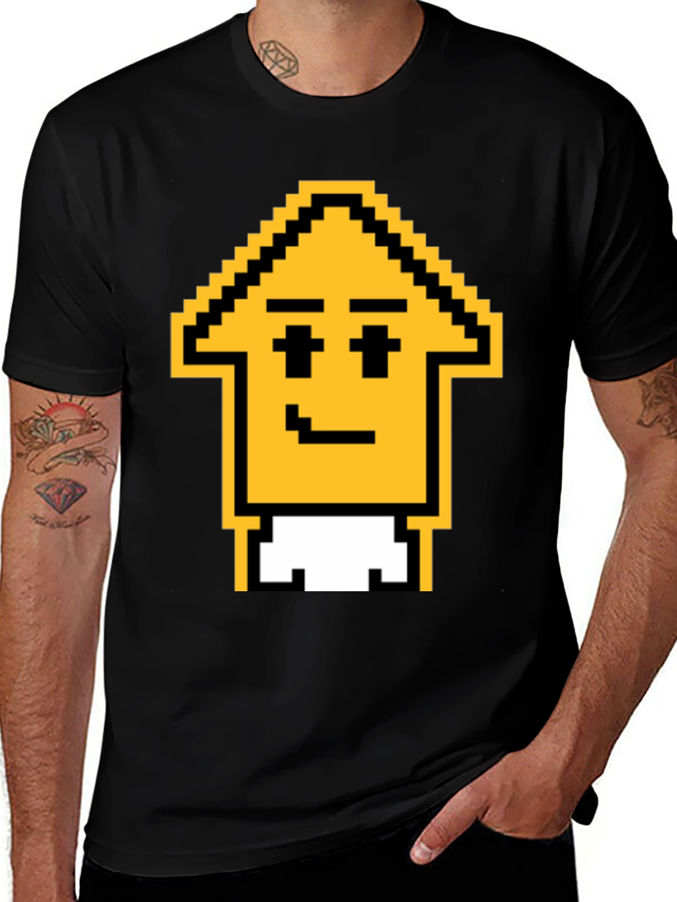 Pixel Arrow Head Graphic T-Shirt - Black