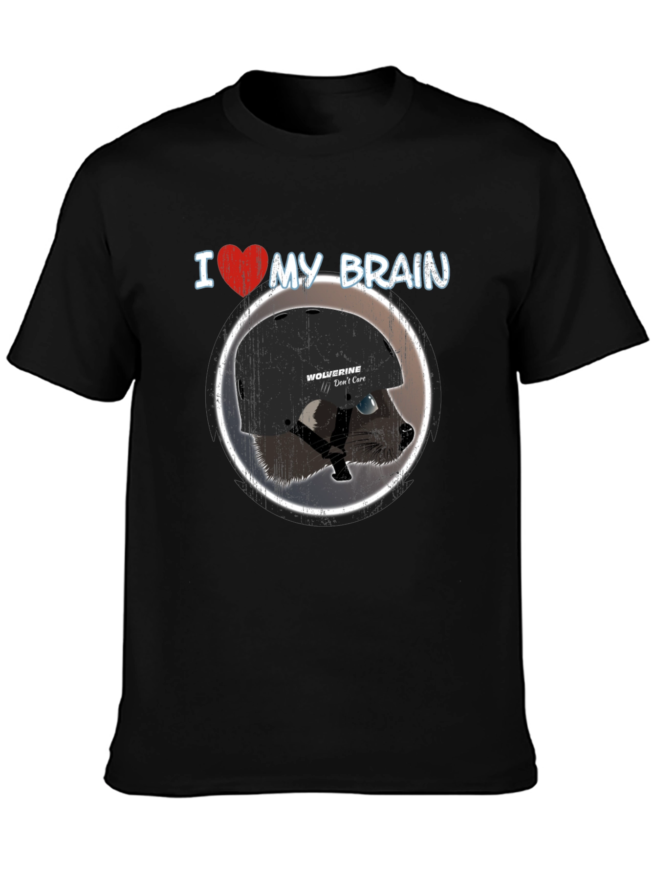I Heart My Brain Raccoon Helmet T-Shirt
