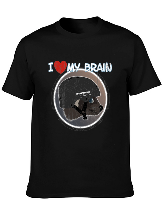 I Heart My Brain Raccoon Helmet T-Shirt