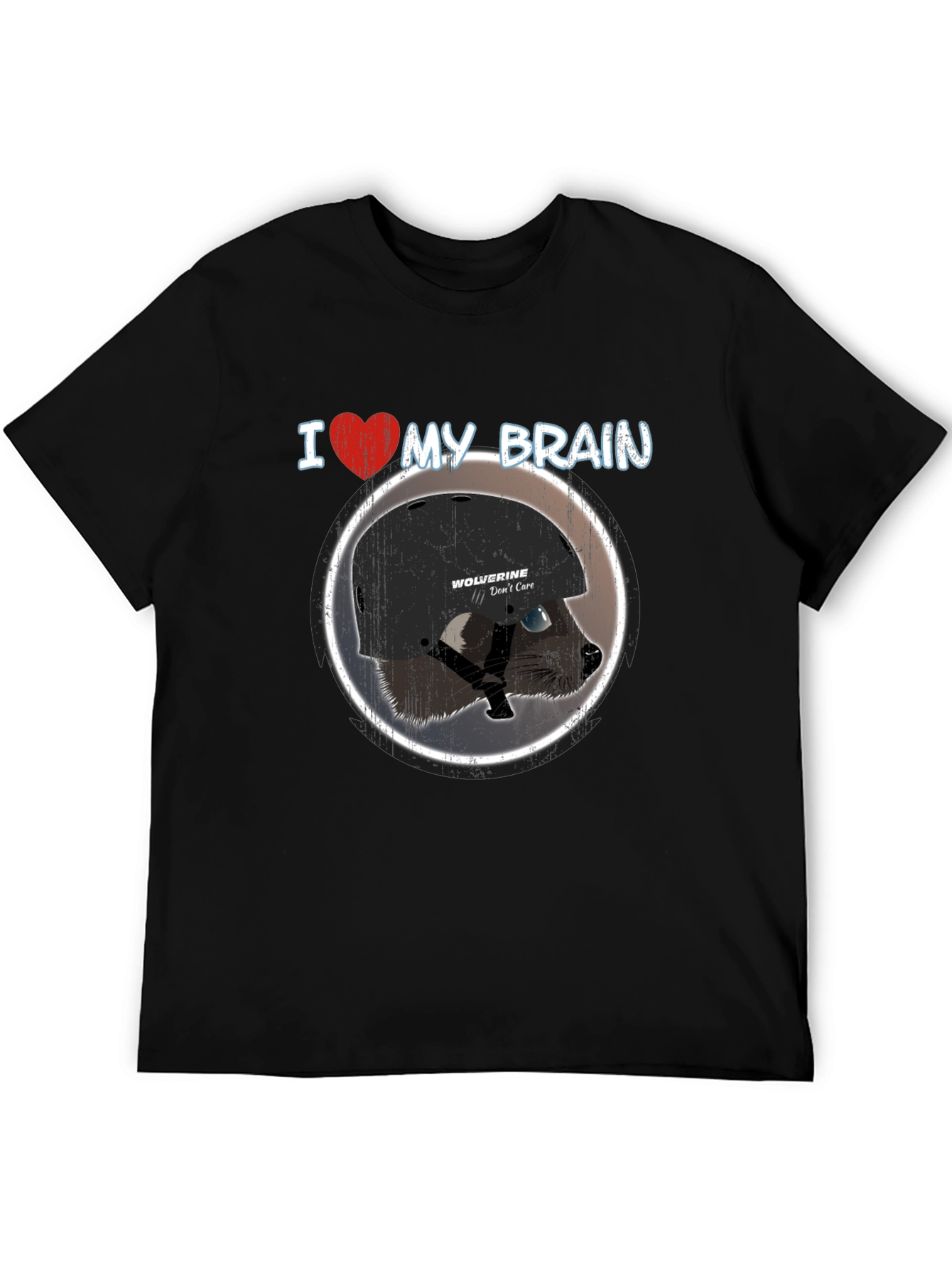 I Heart My Brain Raccoon Helmet T-Shirt