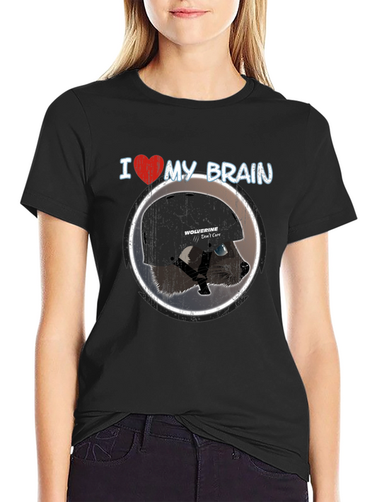 I Heart My Brain Raccoon Helmet T-Shirt