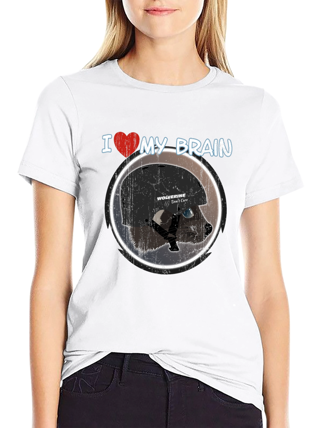 I Heart My Brain Raccoon Helmet T-Shirt
