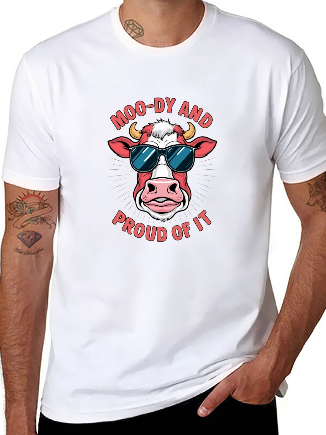 Moo-dy Cow Graphic Tee - Funny Animal T-Shirt