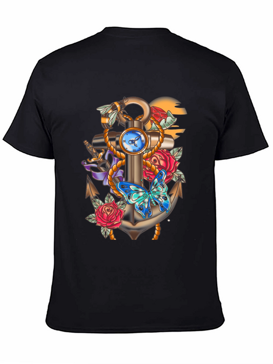 Anchor & Butterfly Graphic Tee - Stylish Comfort