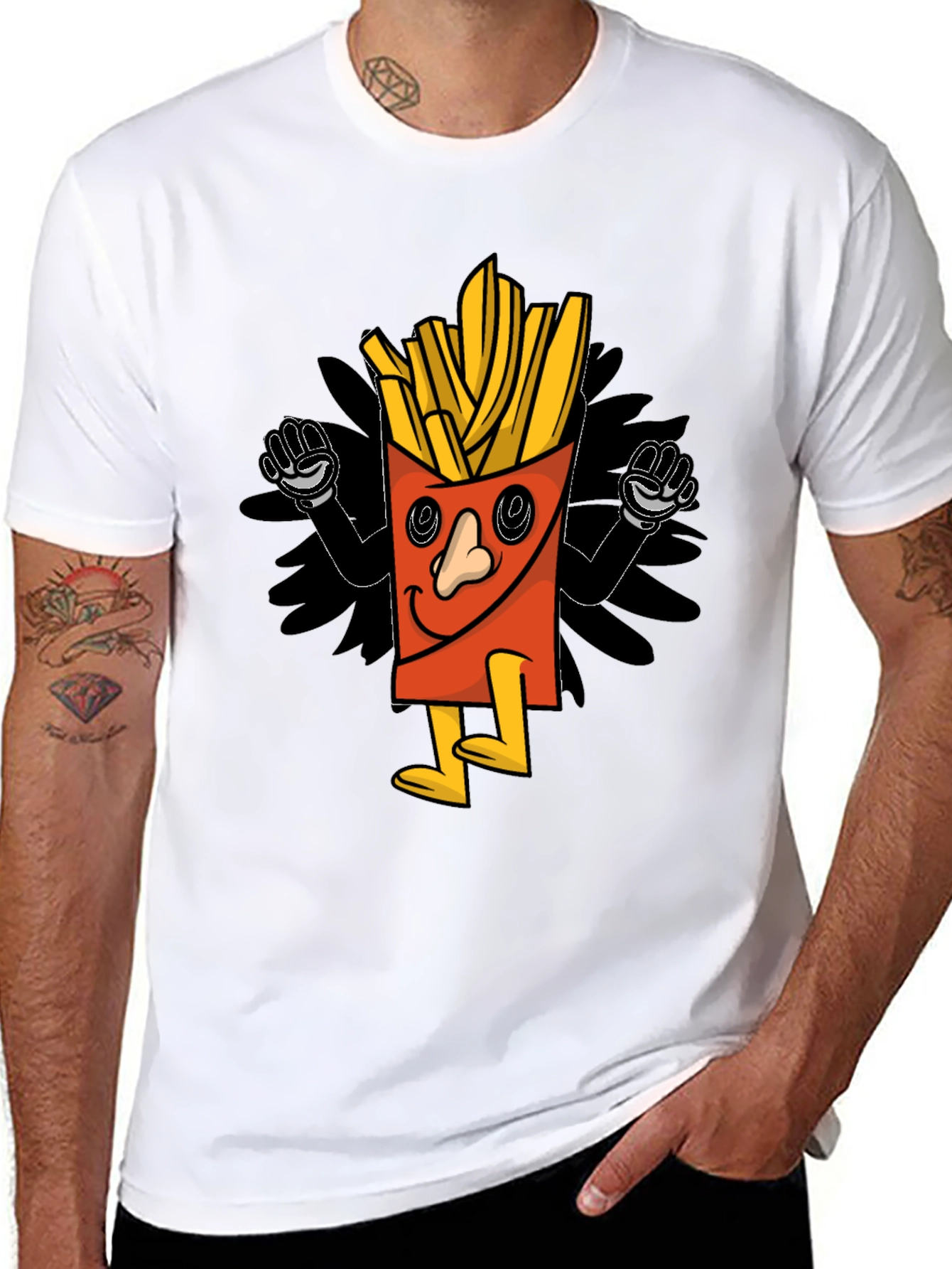 Cartoon Fries Graphic T-Shirt