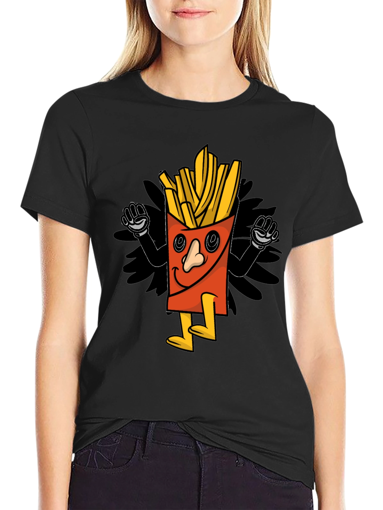 Cartoon Fries Graphic T-Shirt