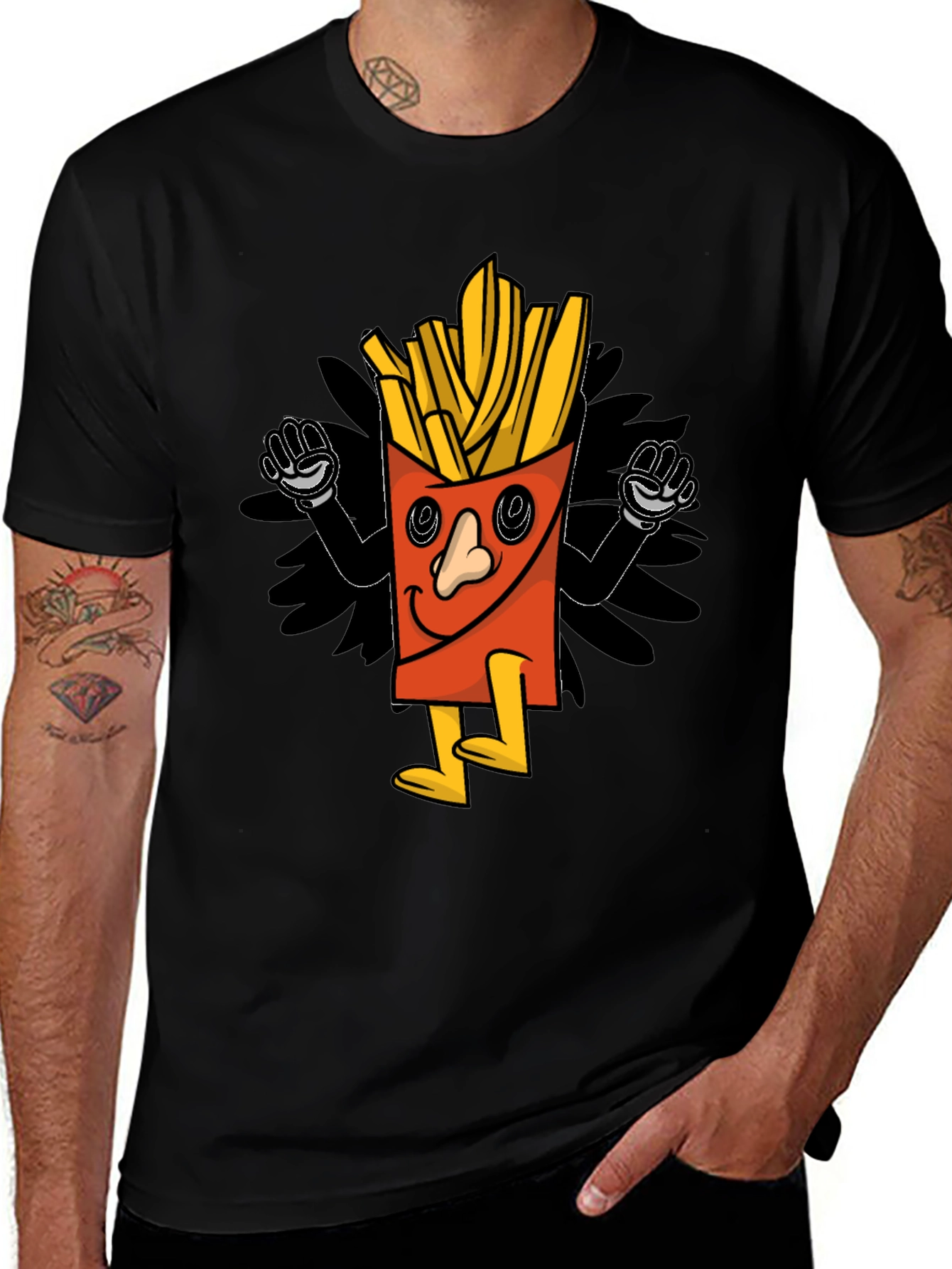 Cartoon Fries Graphic T-Shirt