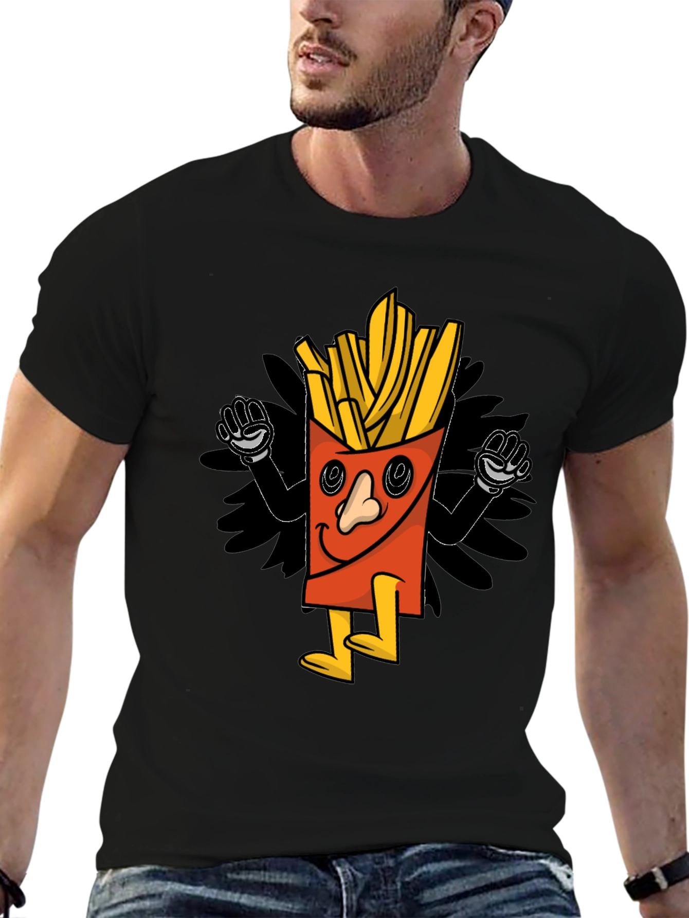 Cartoon Fries Graphic T-Shirt