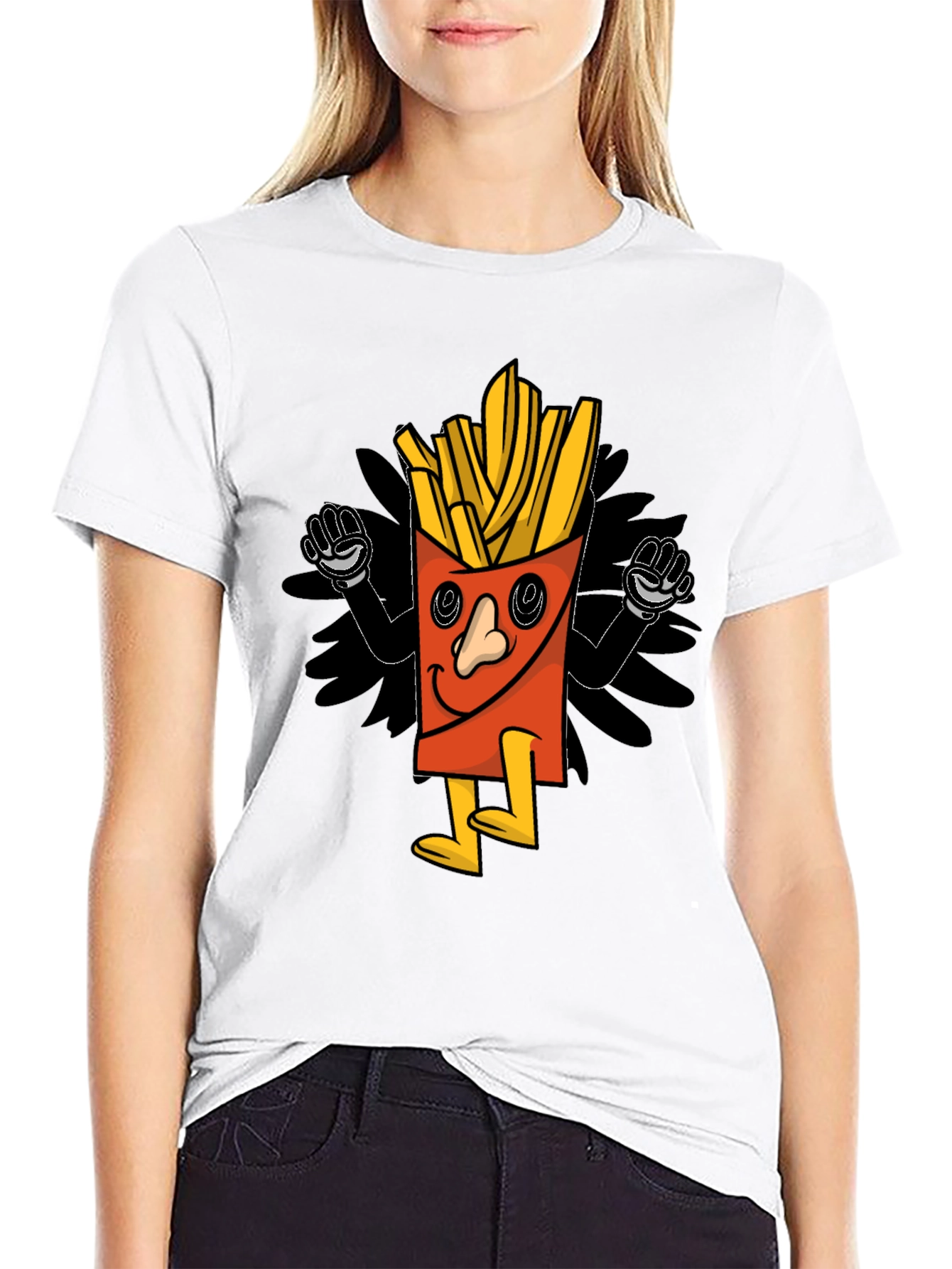Cartoon Fries Graphic T-Shirt
