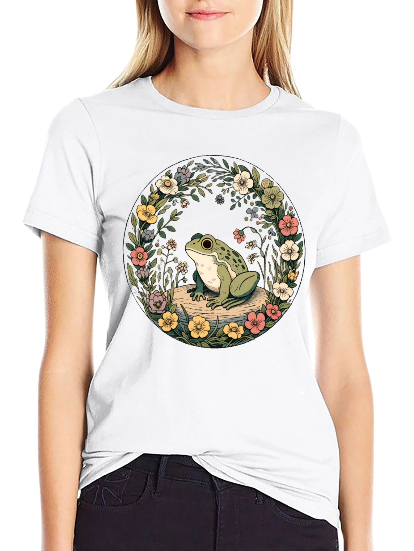 Floral Frog Tee - Nature Lover Shirt