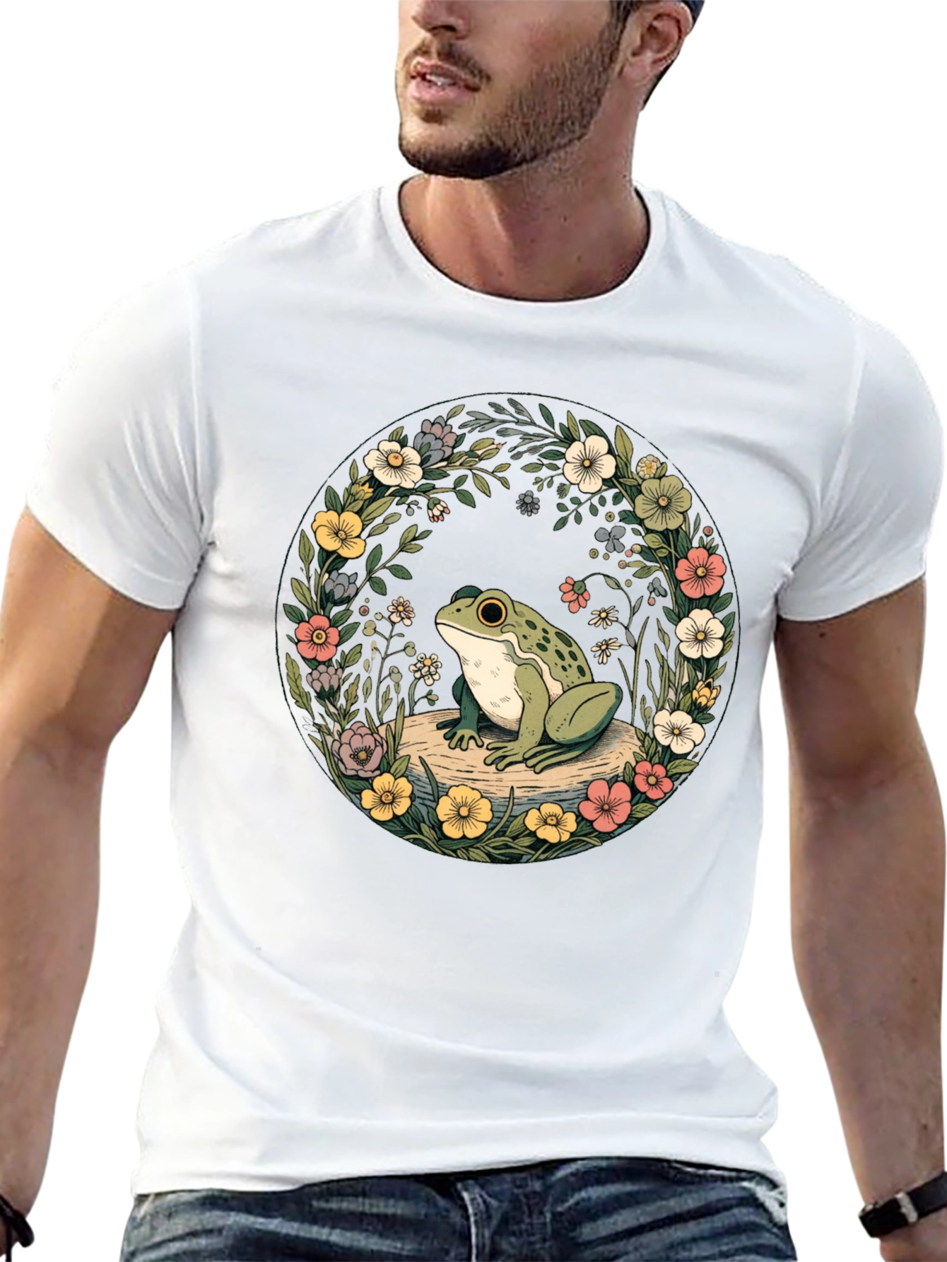 Floral Frog Tee - Nature Lover Shirt
