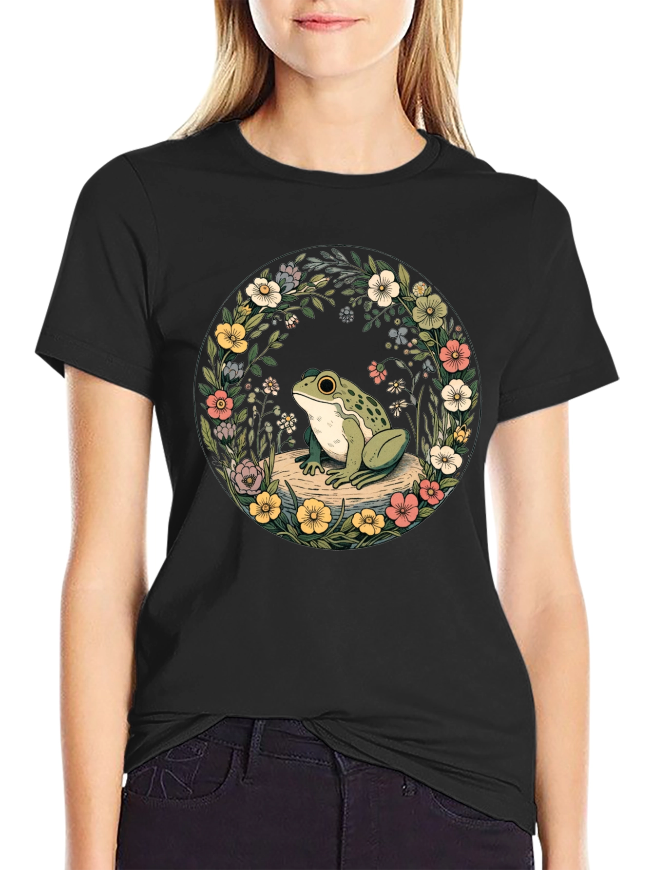 Floral Frog Tee - Nature Lover Shirt