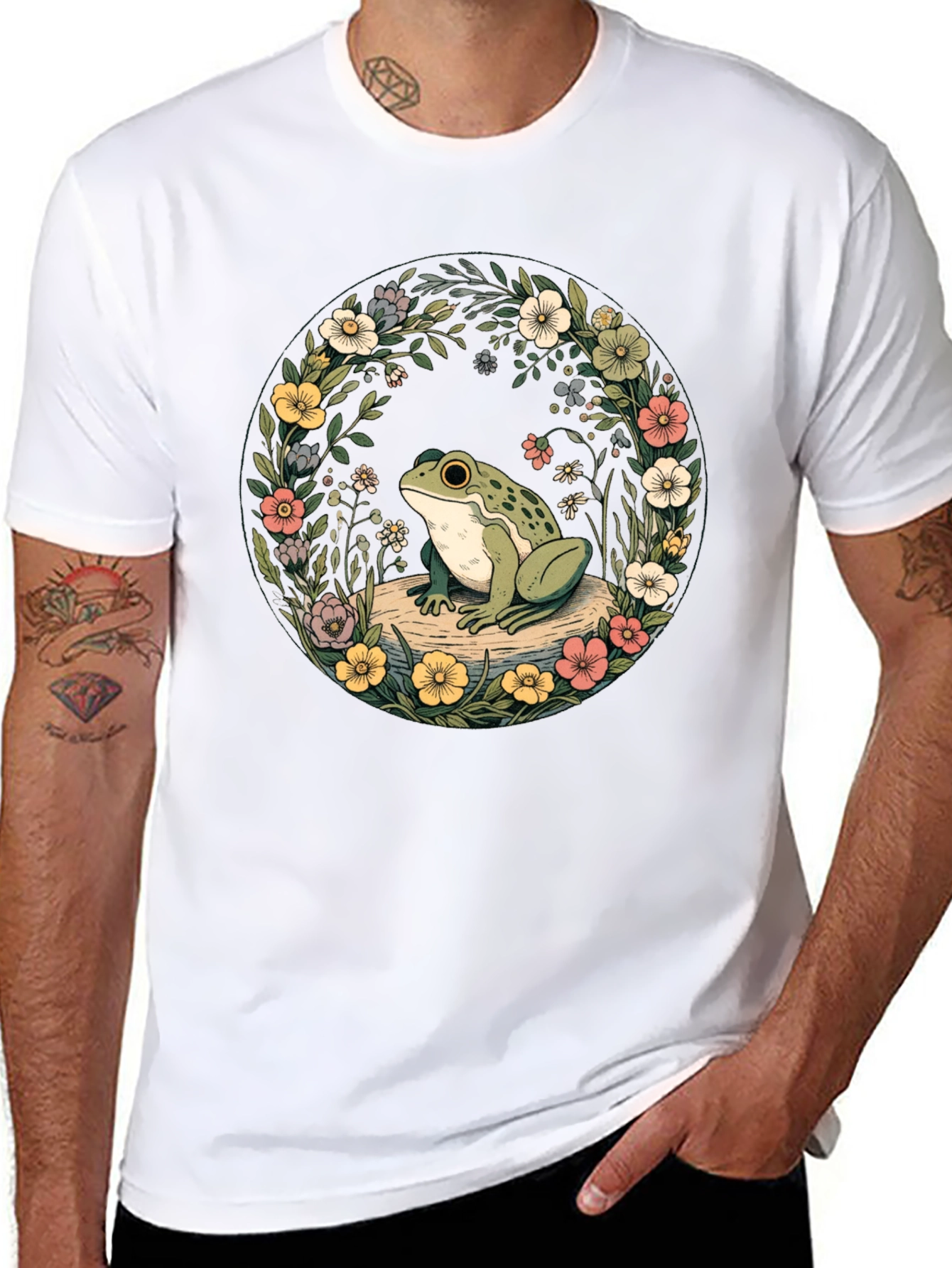 Floral Frog Tee - Nature Lover Shirt
