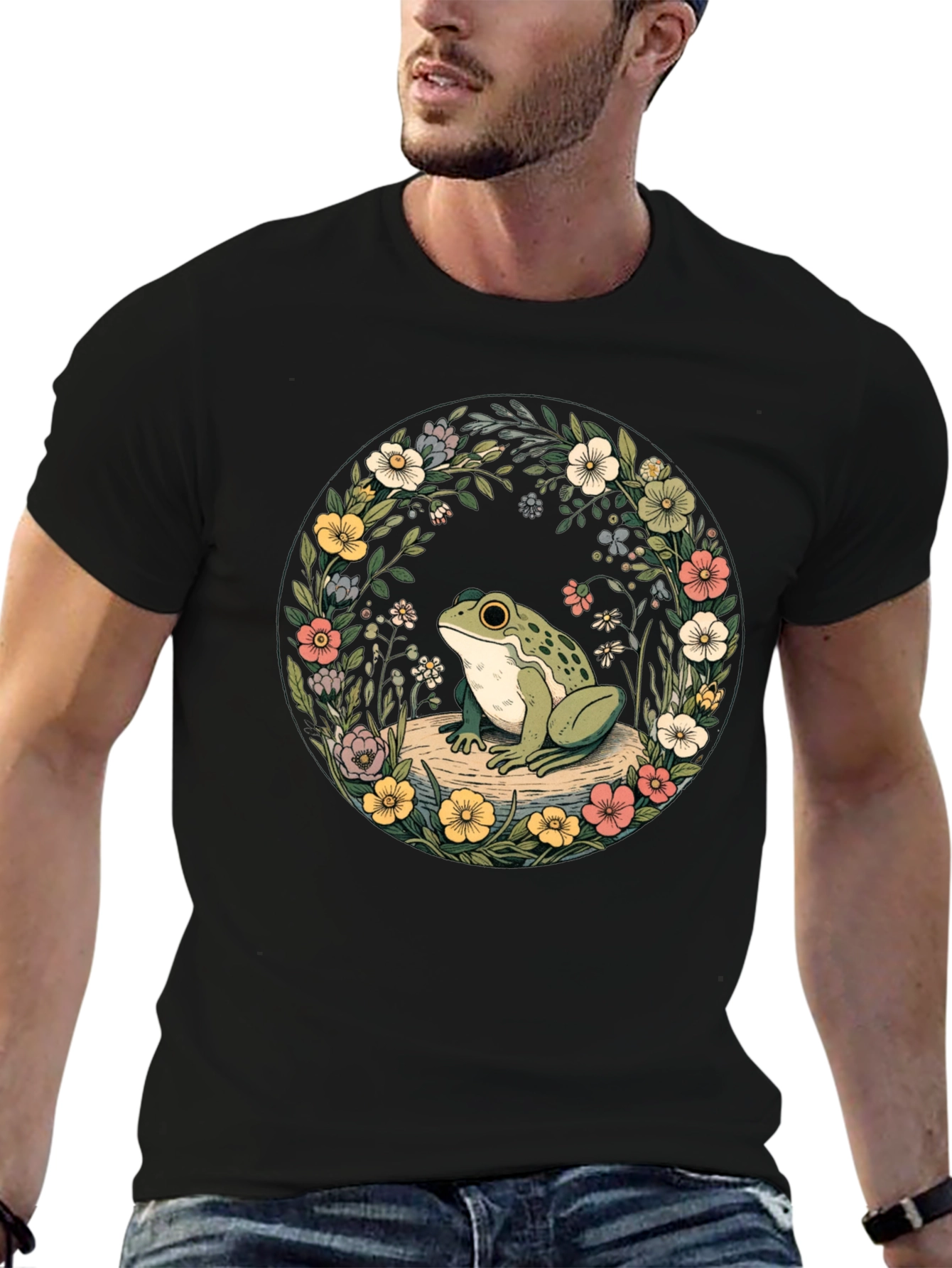 Floral Frog Tee - Nature Lover Shirt