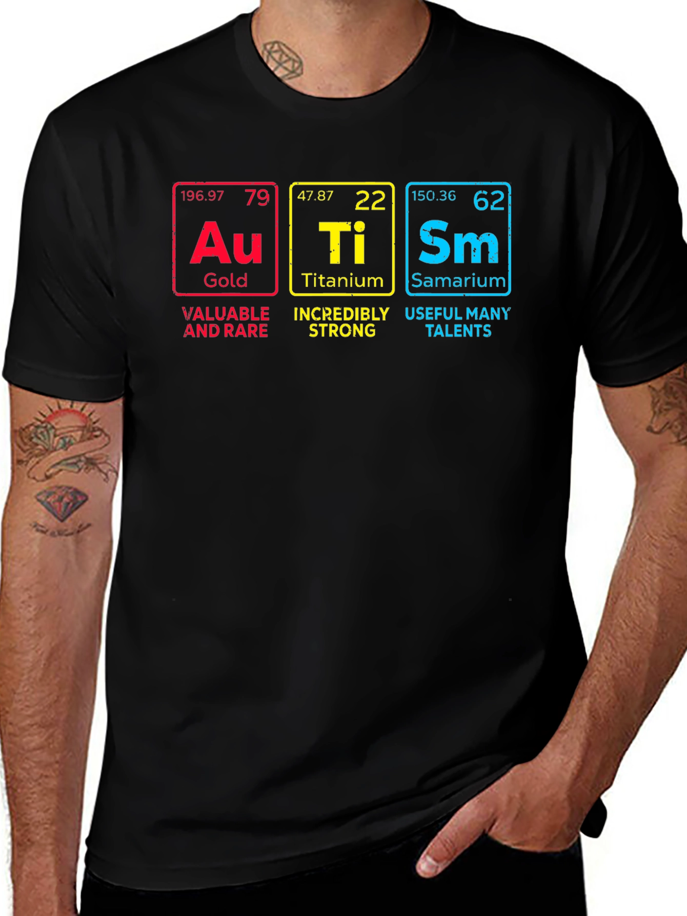 Science Geek T-Shirt: Gold Titanium Samarium Periodic Table