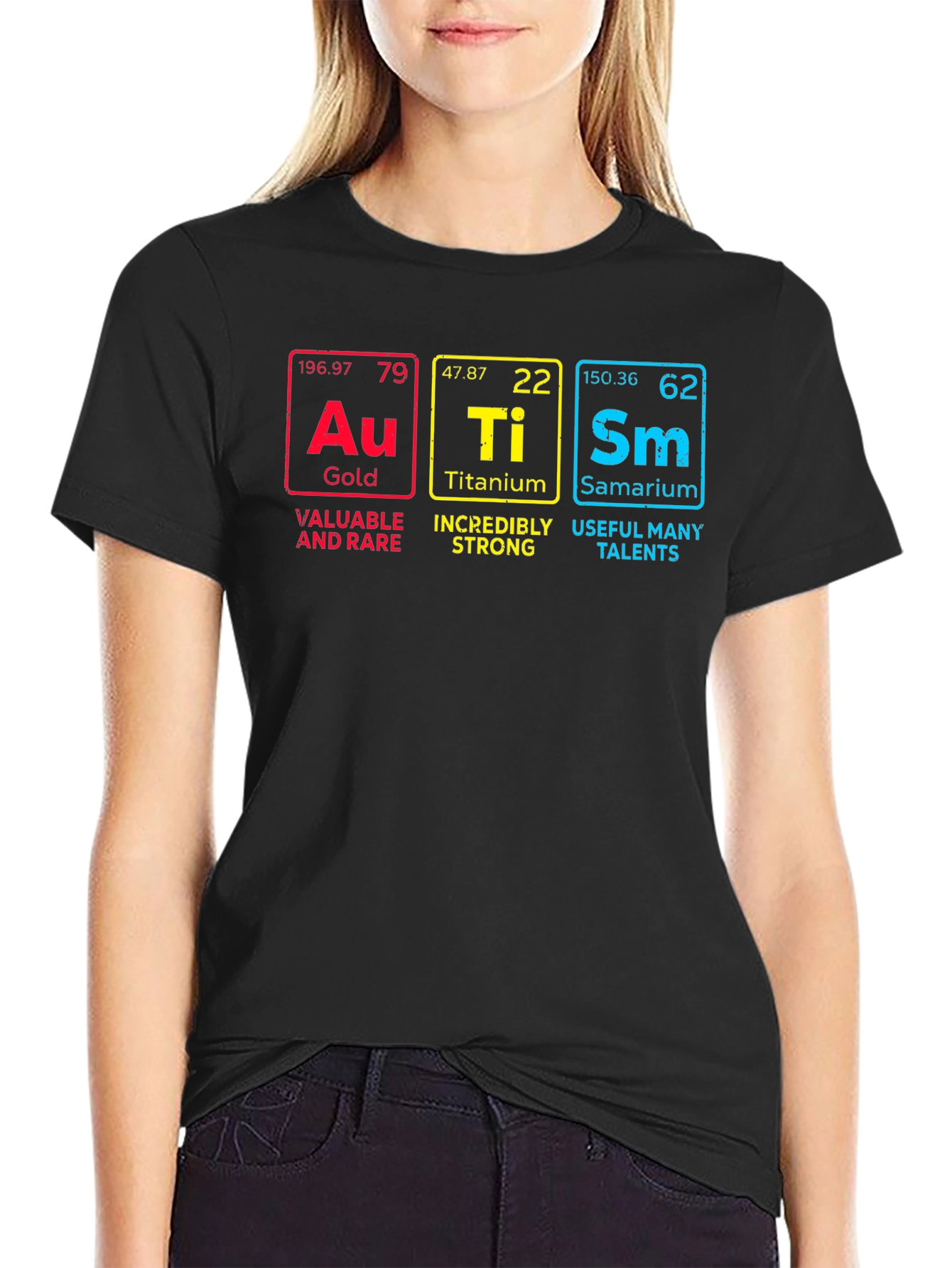 Science Geek T-Shirt: Gold Titanium Samarium Periodic Table